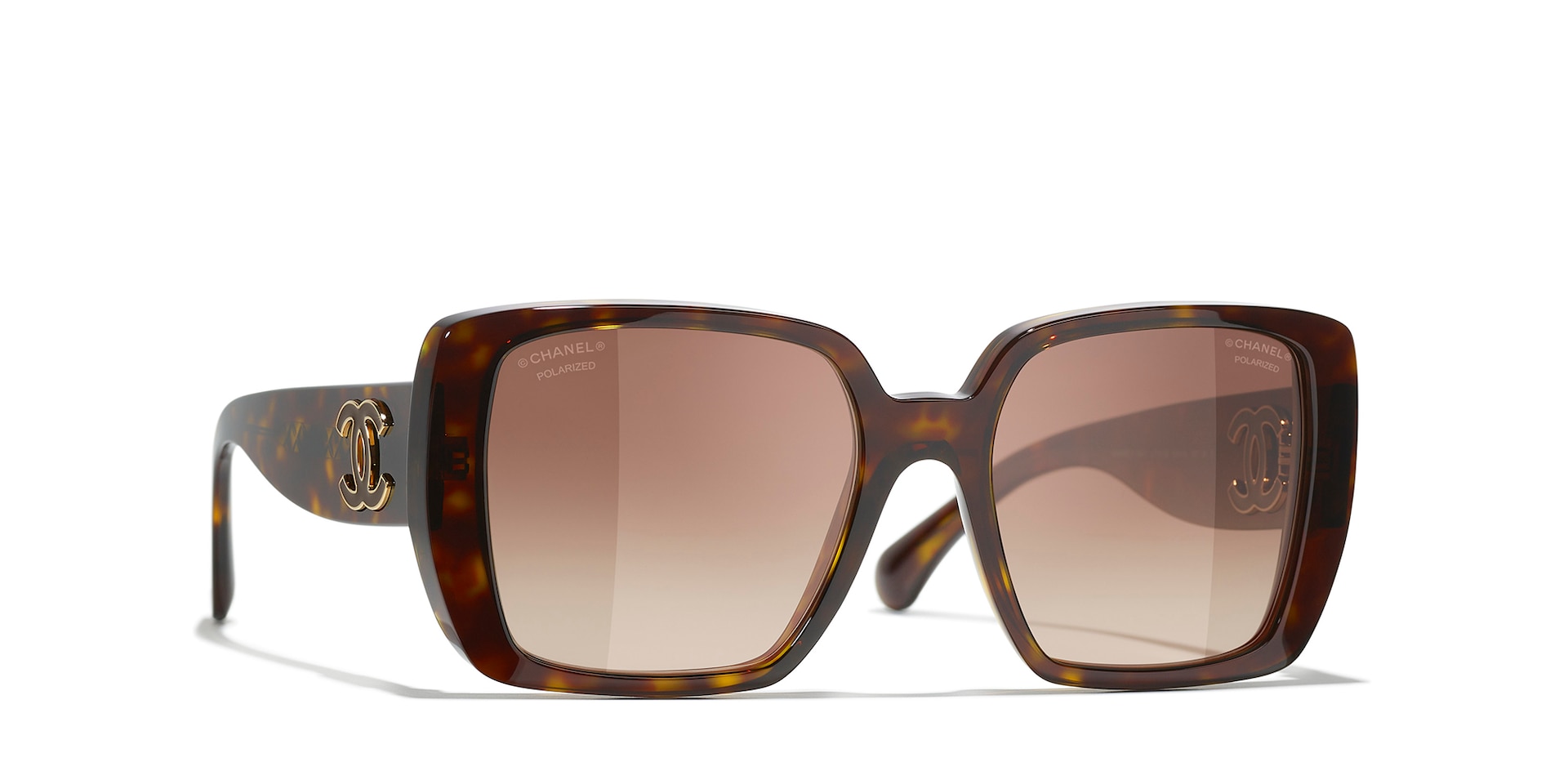 Chanel Woman Sunglass Square Sunglasses CH5541 -  Frame color: Dark Havana, Lens color: Brown