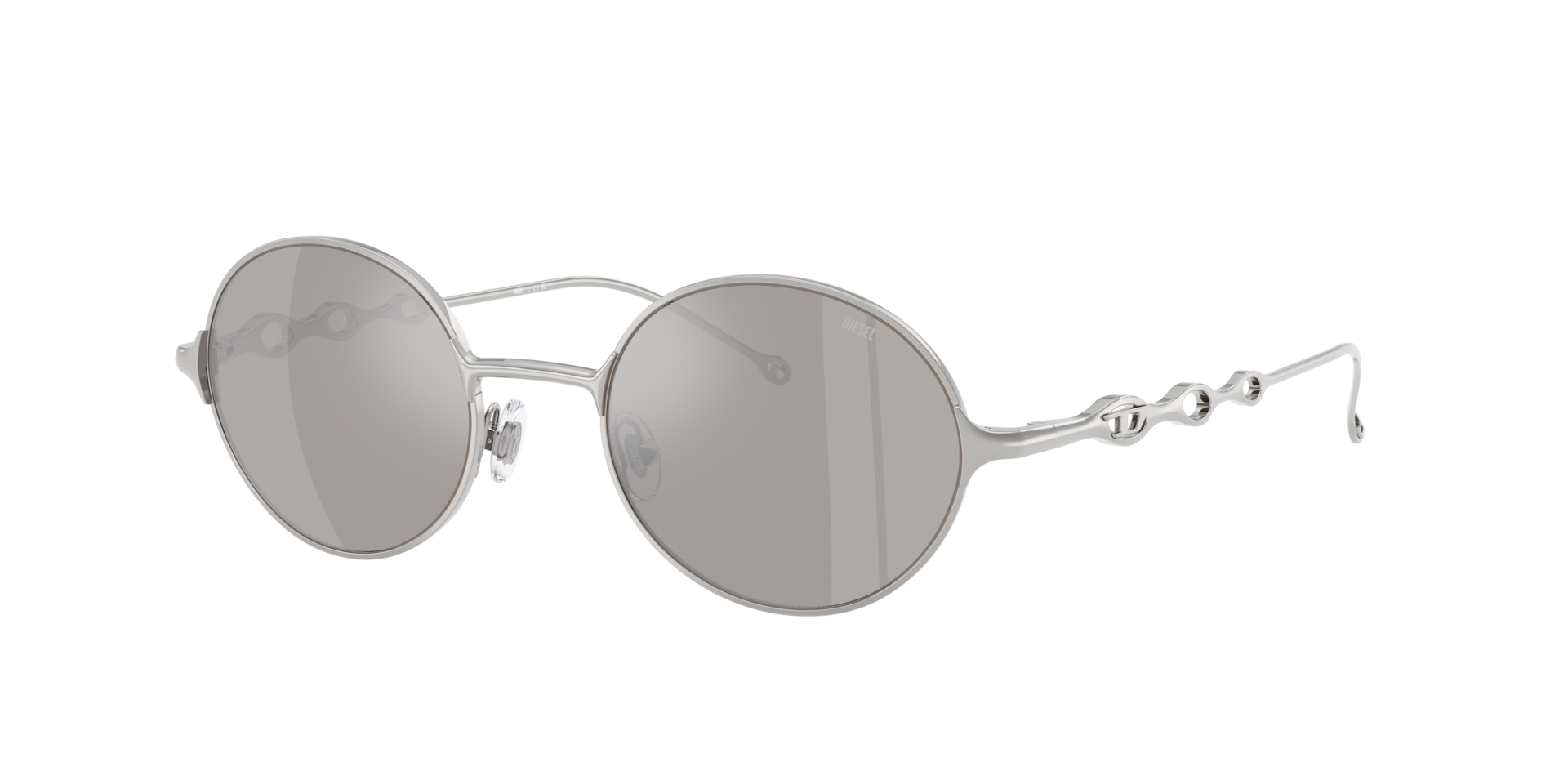 Diesel Unisex Sunglass DL1008 -  Frame color: Shiny Silver, Lens color: Mirror Silver