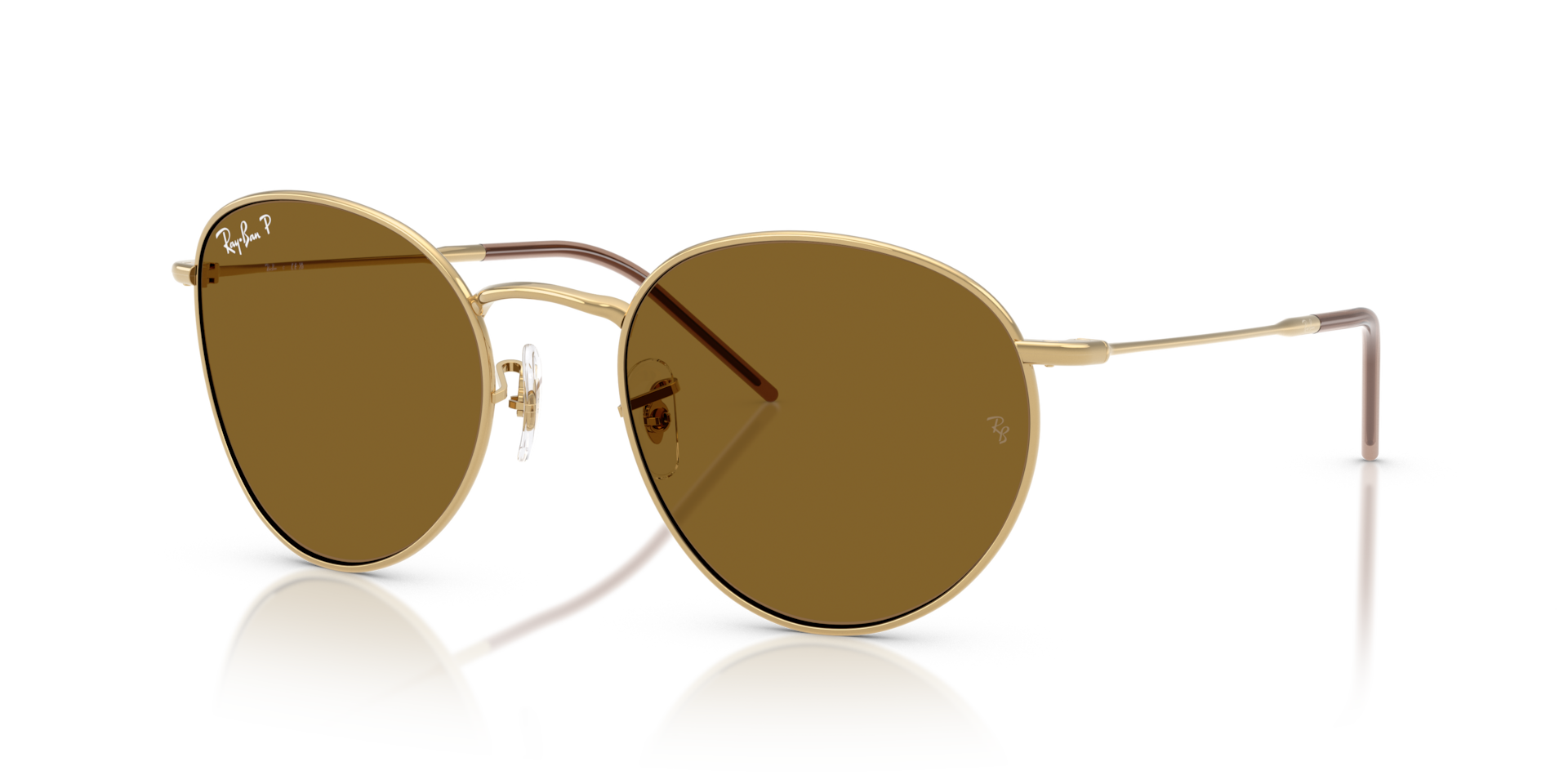 Ray-Ban Round Reverse XL (55 - 21) with Brown lenses and Gold