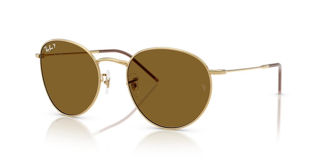 Ray-Ban ROUND L サングラス（ゴールドxイエロー系） Ray-Ban Round Reverse XL (55 - 21) with Brown lenses and Gold