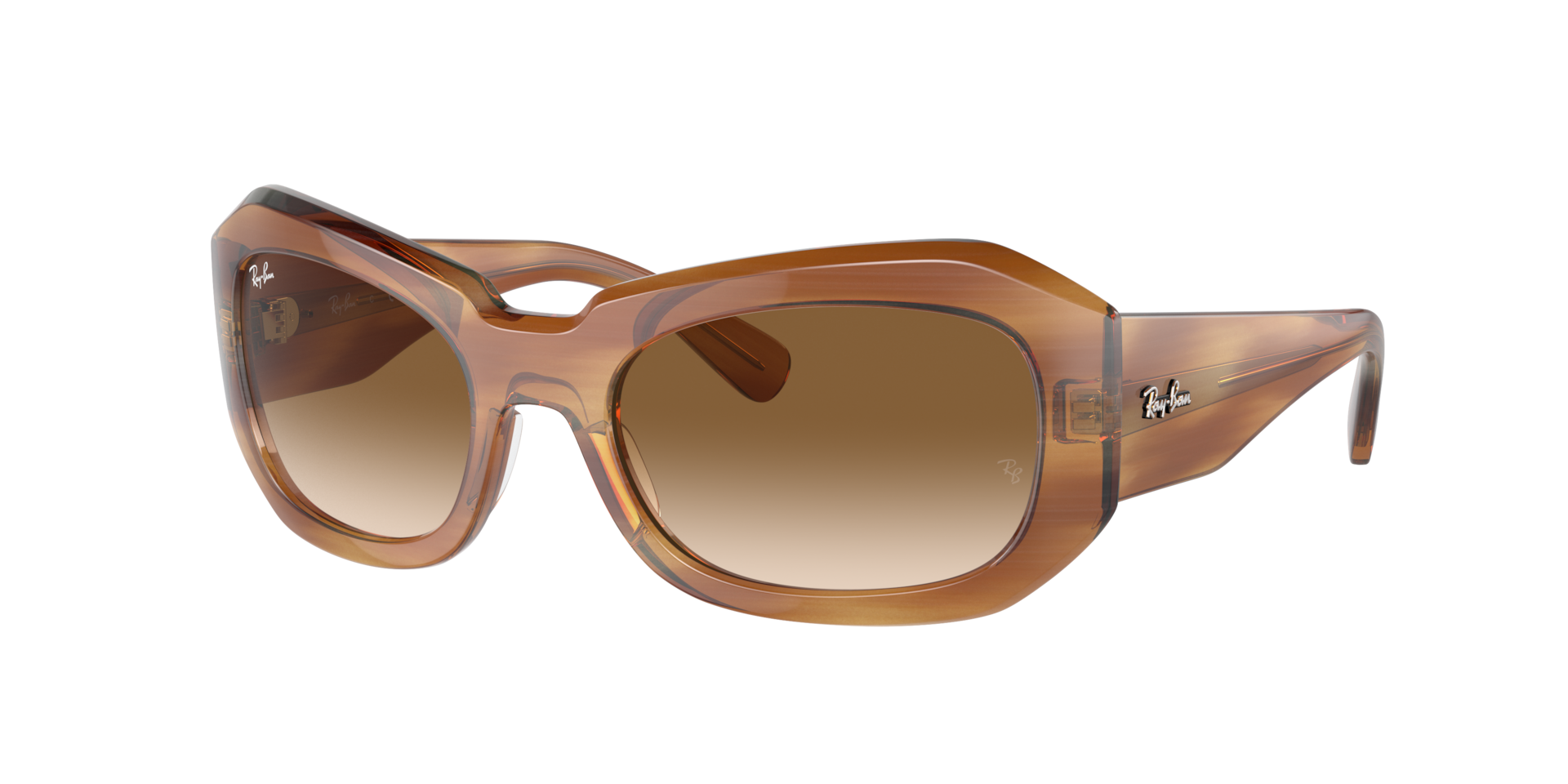 Ray-Ban Unisex Sunglass Beate -  Frame color: Striped Brown, Lens color: Clear & Brown