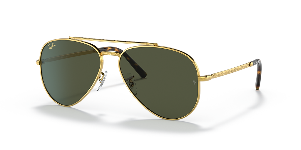Ray-Ban New Aviator L (58 - 14) with Green lenses and Gold frame