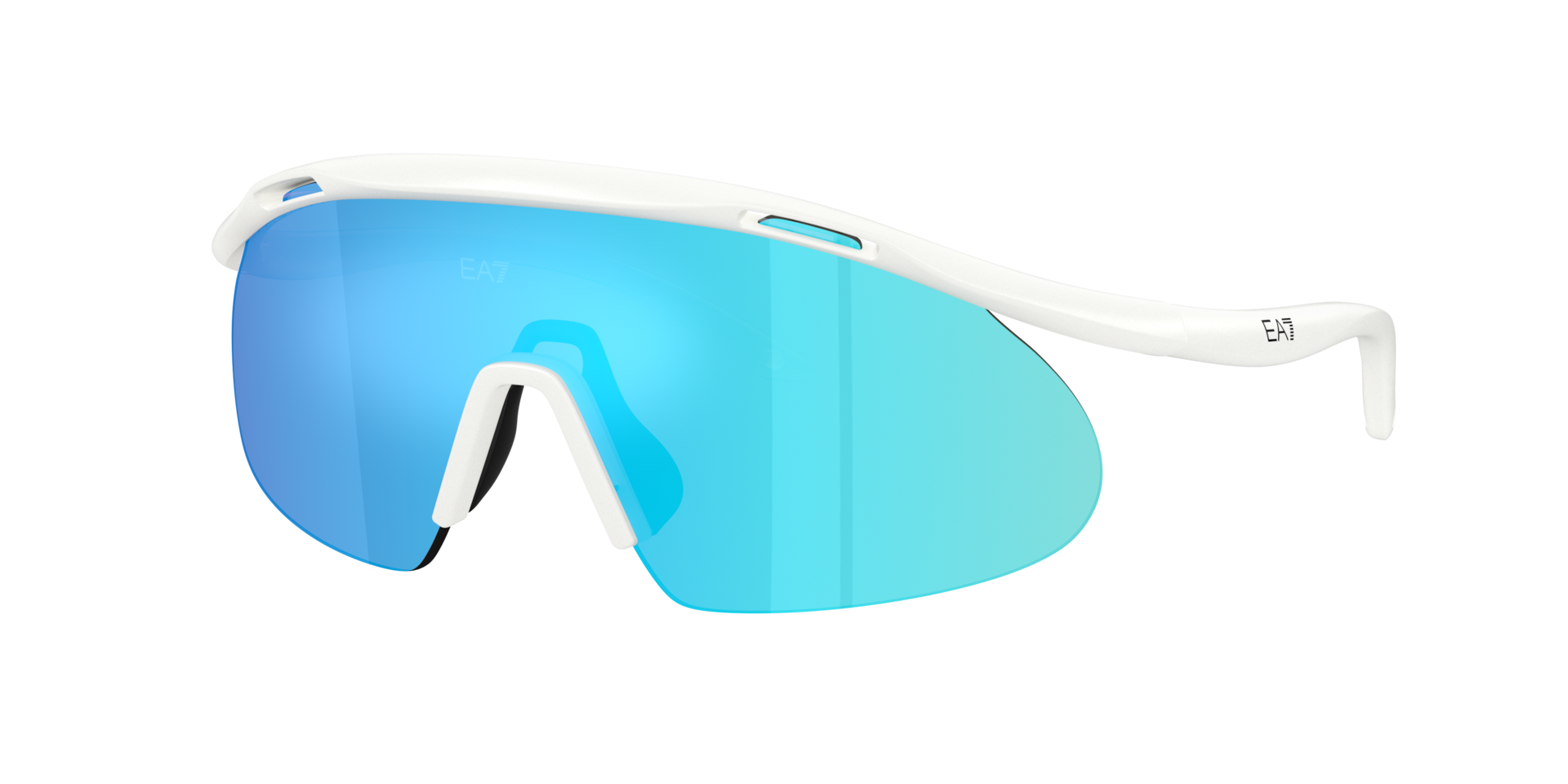 EA7 Homme Sunglass Q74008 - Couleur du Monture Blanc mat Couleur de Lentille Vert clair effet miroir Bleu 158 €