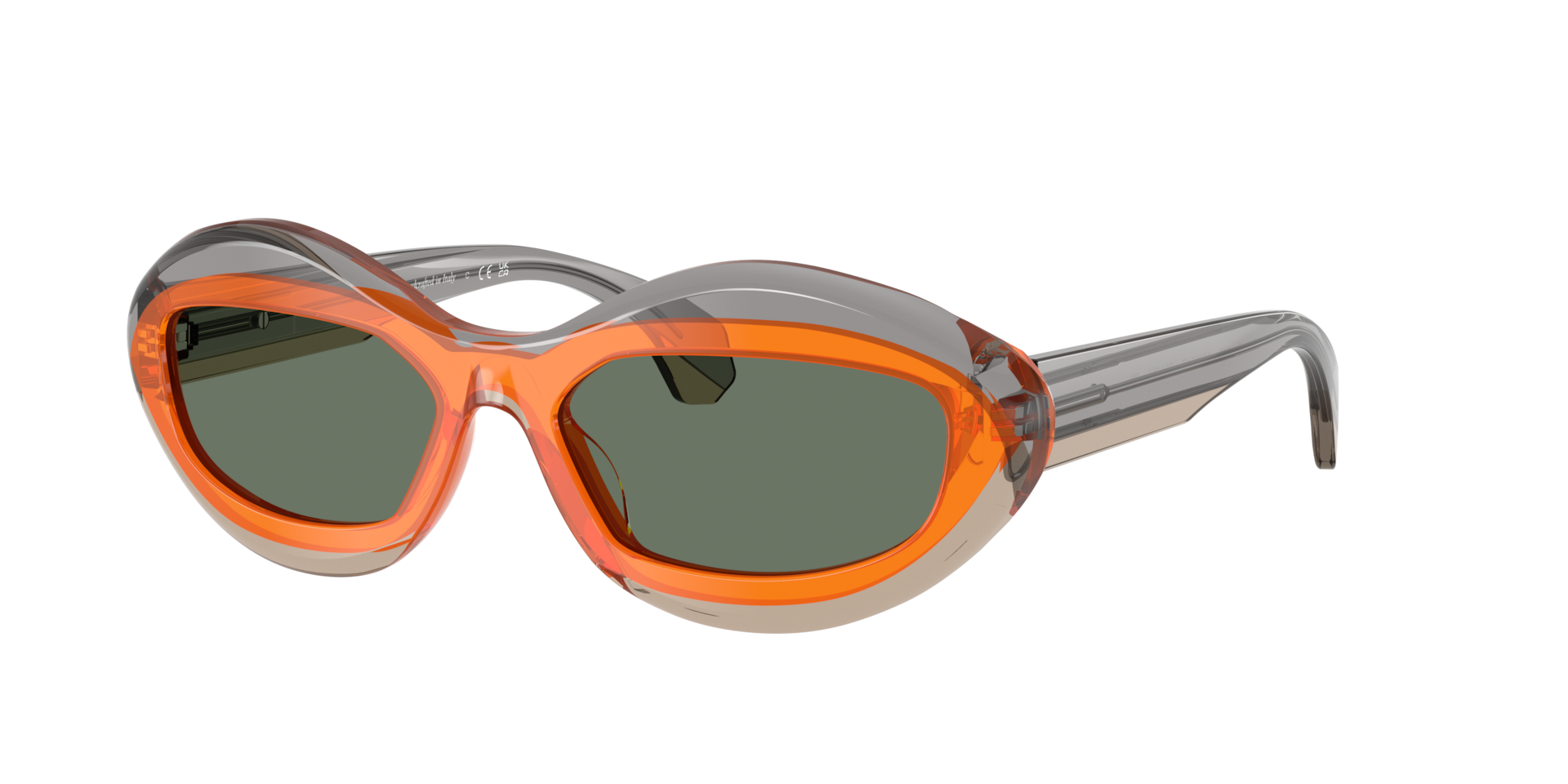 Alain Mikli Woman Sunglass A05517 -  Frame color: Transparent Grey/Orange/Ostrich, Lens color: Green