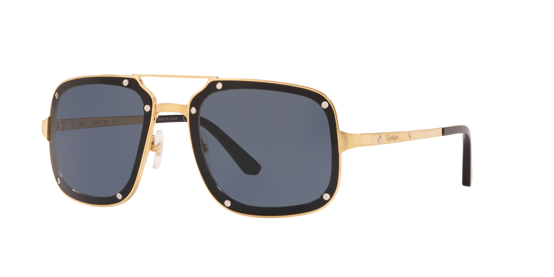 Cartier Homme Sunglass CT0194S - Couleur du Monture Or brillant Couleur de Lentille Bleu 1200 €