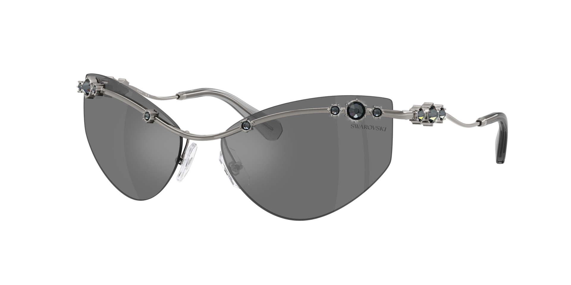 Swarovski Woman Sunglass SK7039 -  Frame color: Gunmetal, Lens color: Grey Mirror Black