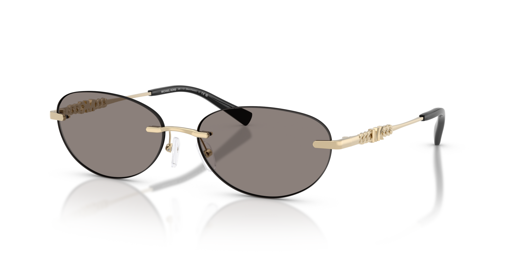 Michael Kors Femme Sunglass Manchester - Couleur du Monture: Or clair brillant, Couleur de Lentille: Gris foncé