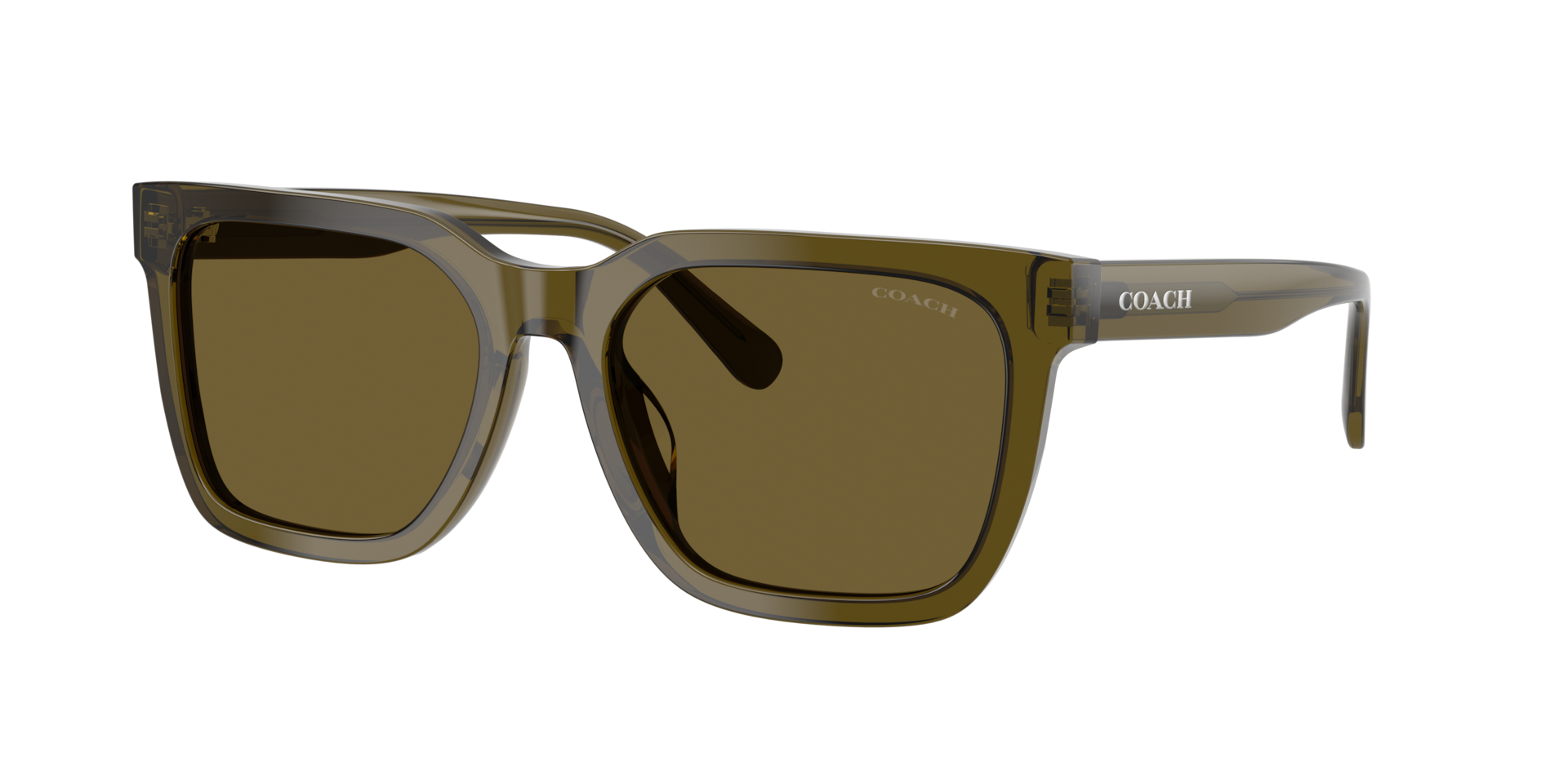 Coach Man Sunglass CFU12 - Frame color: Transparent Olive, Lens color: Olive Solid