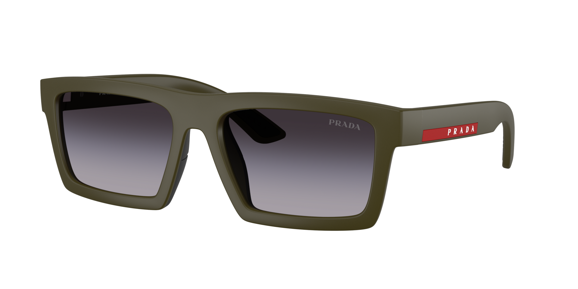 Prada Linea Rossa Man Sunglass PS A07S -  Frame color: Matte Green/Black Rubber, Lens color: Grey Gradient