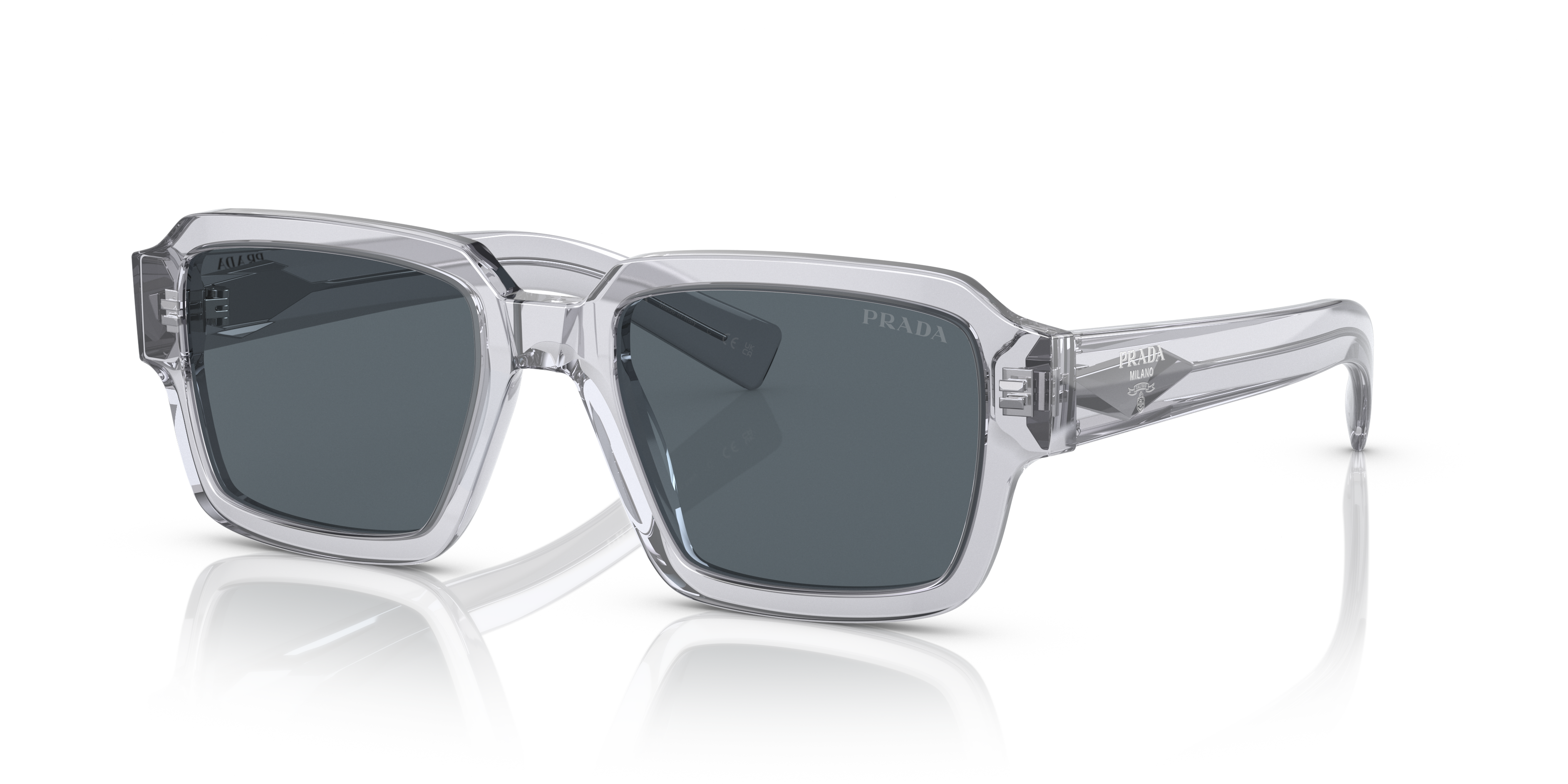 Prada PR 02ZS S (52 - 20) with Blue lenses and Grey frame