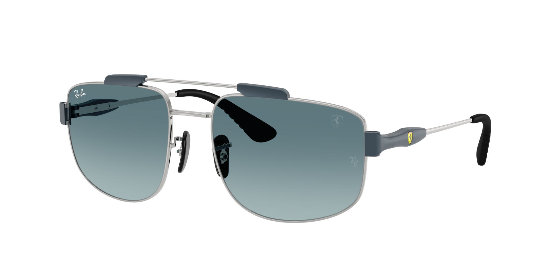 Ray-Ban Unisex Sunglass RB3789M Scuderia Ferrari Collection -  Frame color: Silver, Lens color: Blue Gradient Grey