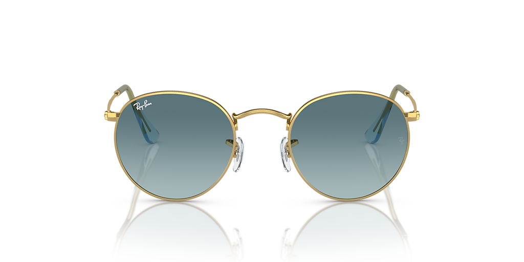Ray-Ban Round Metal XS (47 - 21) with Blue lenses and Gold frame