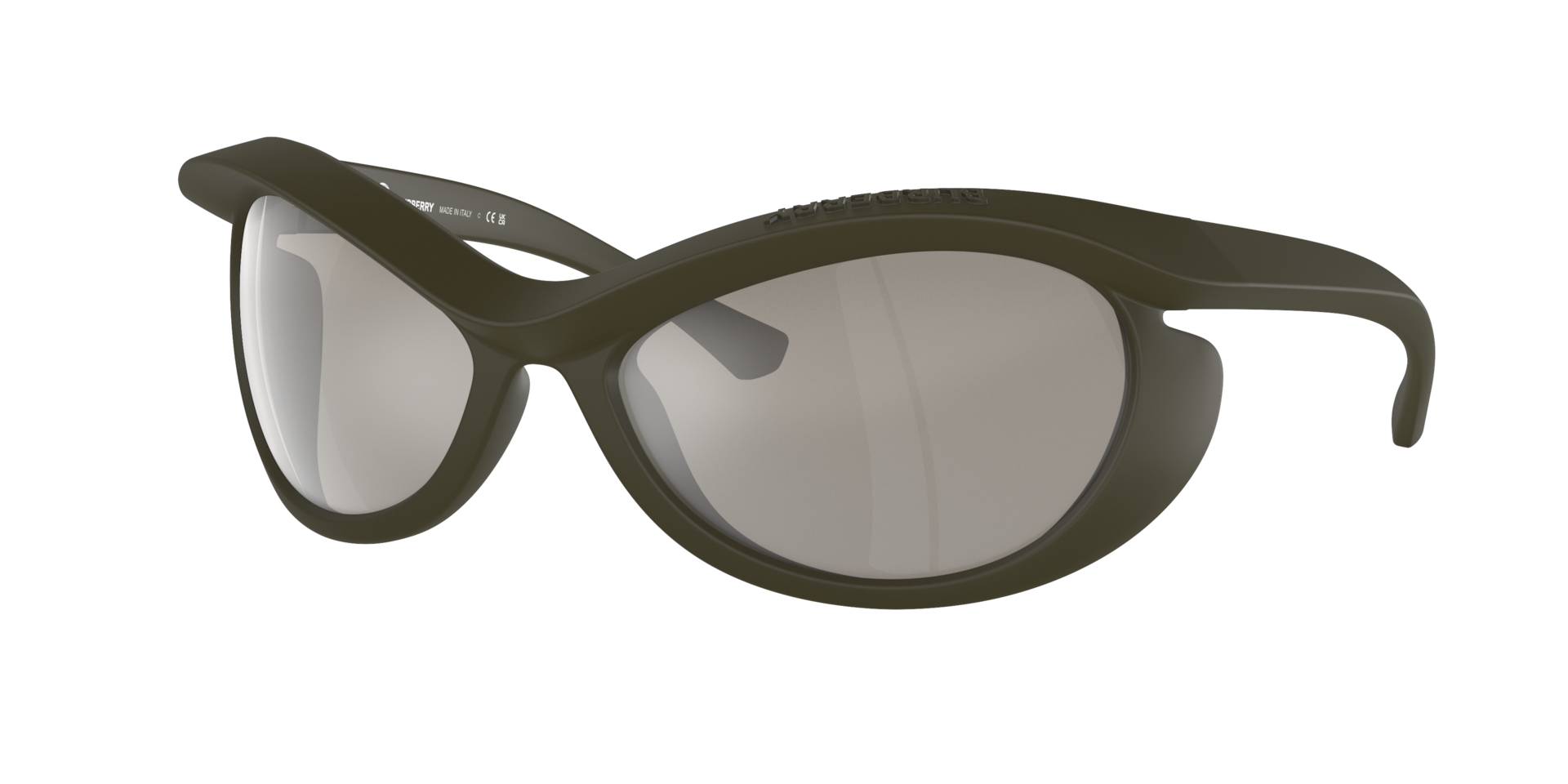 Burberry Unisex Sunglass BE4428U - Rahmenfarbe: Grün, Linsenfarbe: Hellgrau verspiegelt Silber