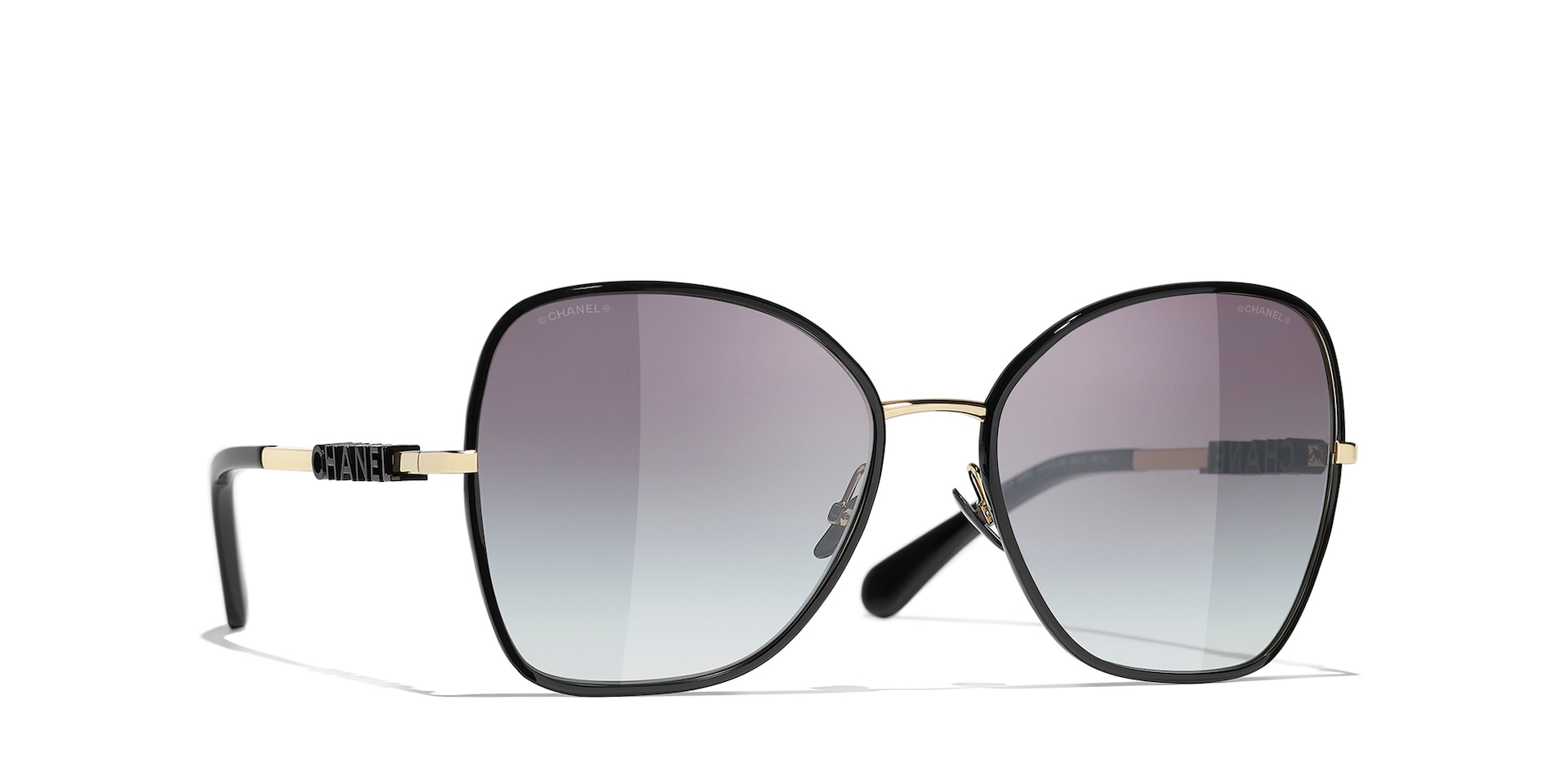 Chanel Woman Sunglass Butterfly Sunglasses CH4283 -  Frame color: Gold, Lens color: Grey