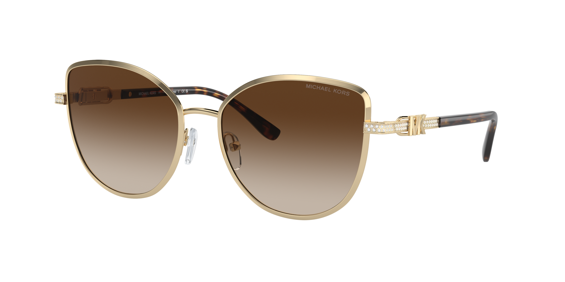 Michael Kors Woman Sunglass Catalonia - Frame color: Shiny Light Gold, Lens color: Brown Gradient