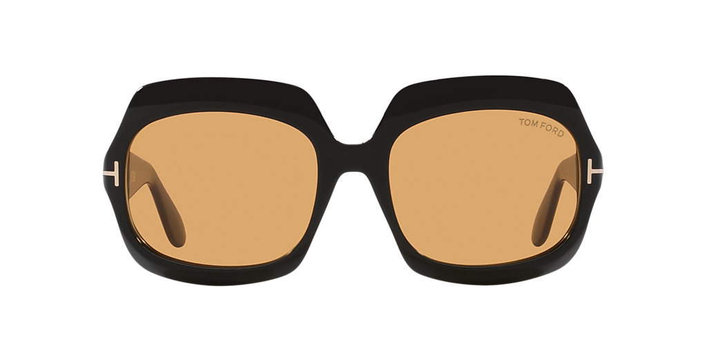 Tom Ford Black Frame Sunglasses with Subtle Brown Lens Tint Tom Ford Edward-02 Sunglasses FT1002 01J Shiny Black - eye  main image 3