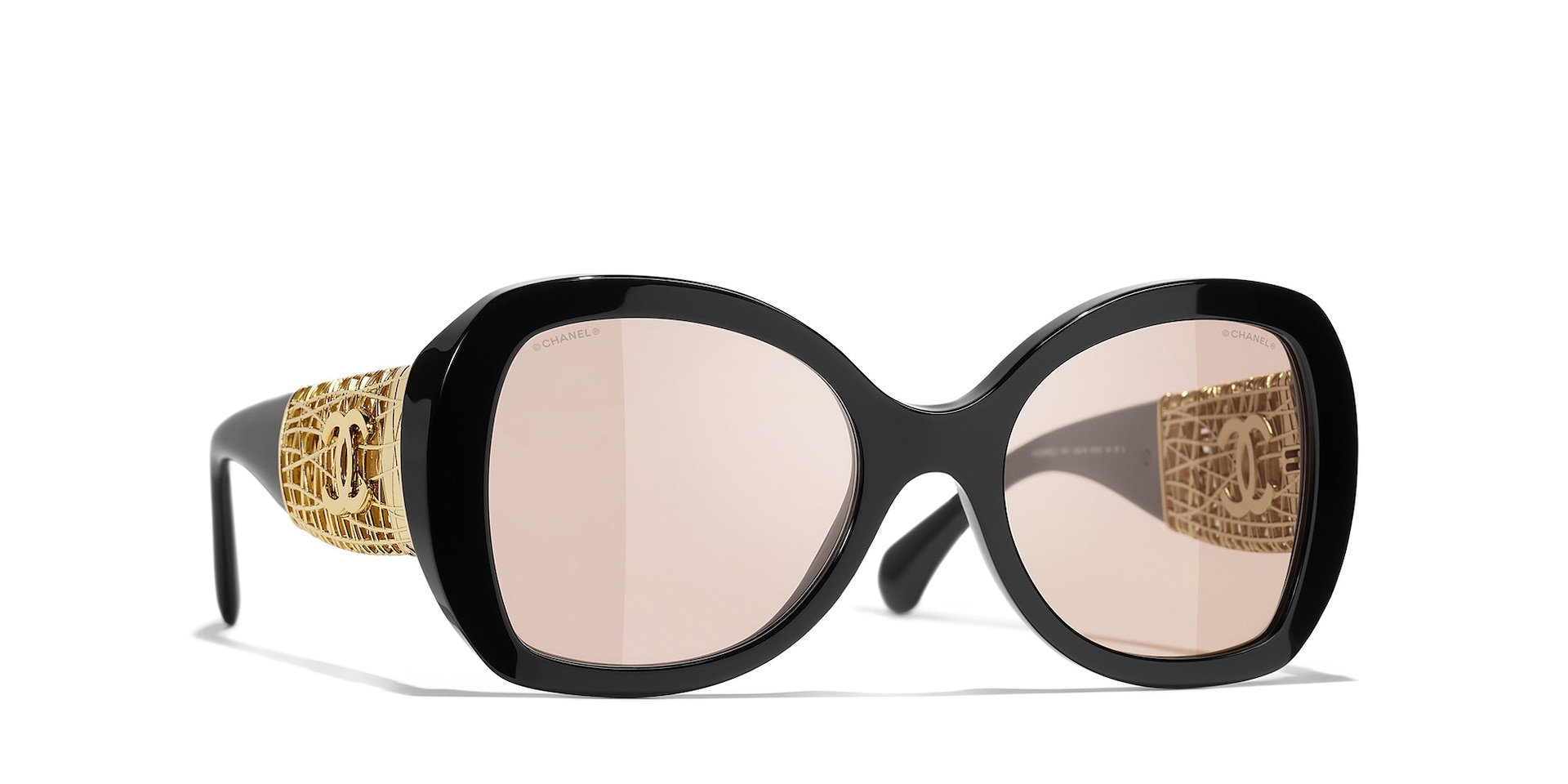 Chanel Woman Sunglass Butterfly Sunglasses CH5531A -  Frame color: Black, Lens color: Tinted Brown