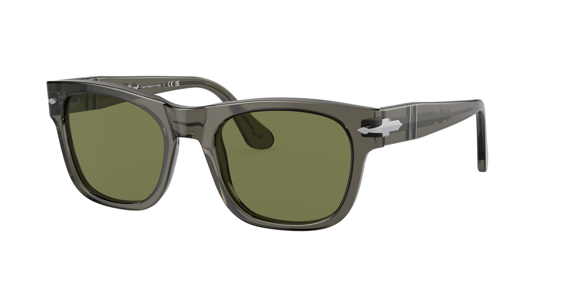 Persol Unisex Sunglass PO3269S -  Frame color: Opal Smoke, Lens color: Light Green