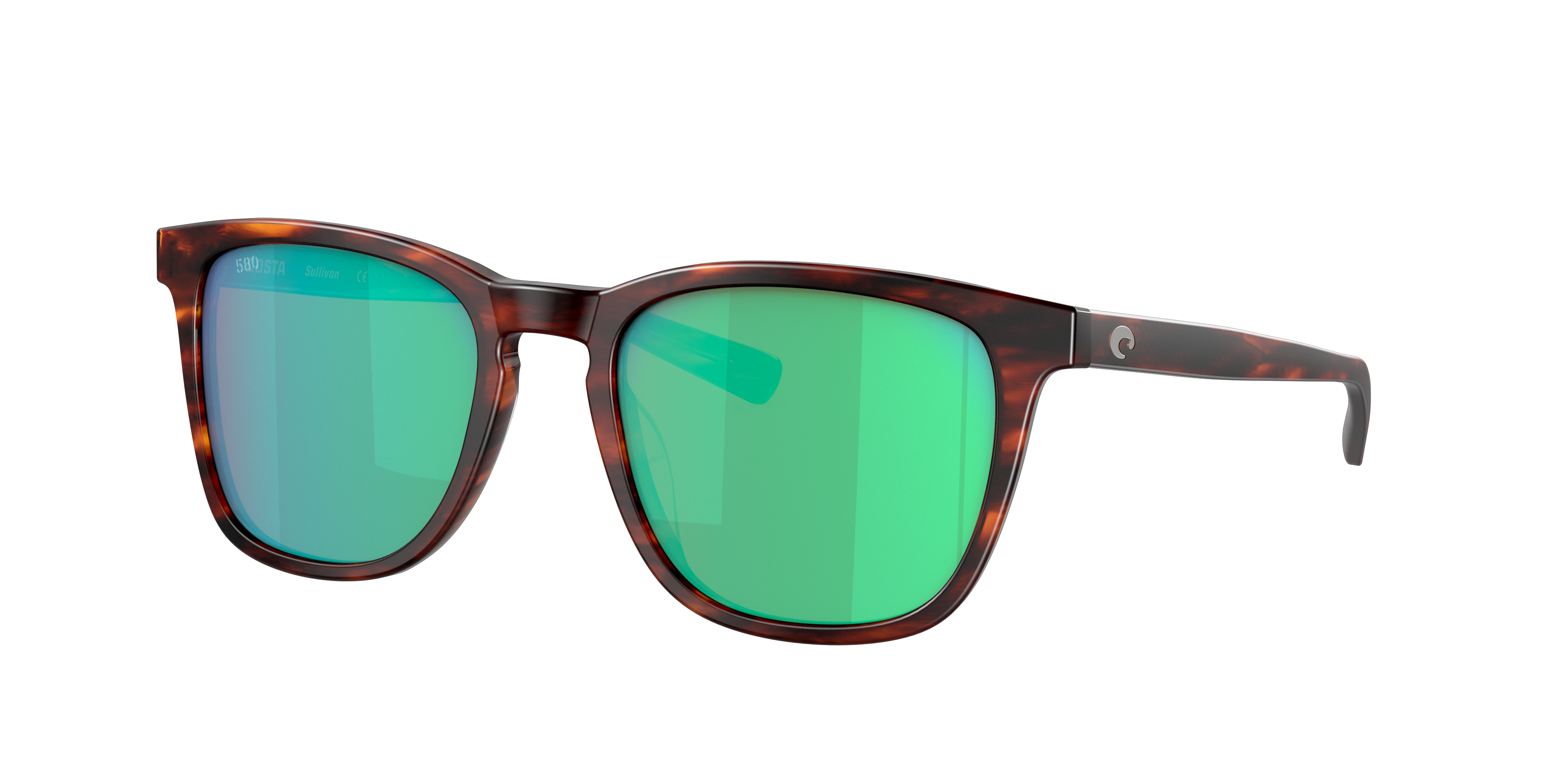 Costa Unisex Sunglass Sullivan -  Frame color: Matte Tortoise, Lens color: Green Mirror