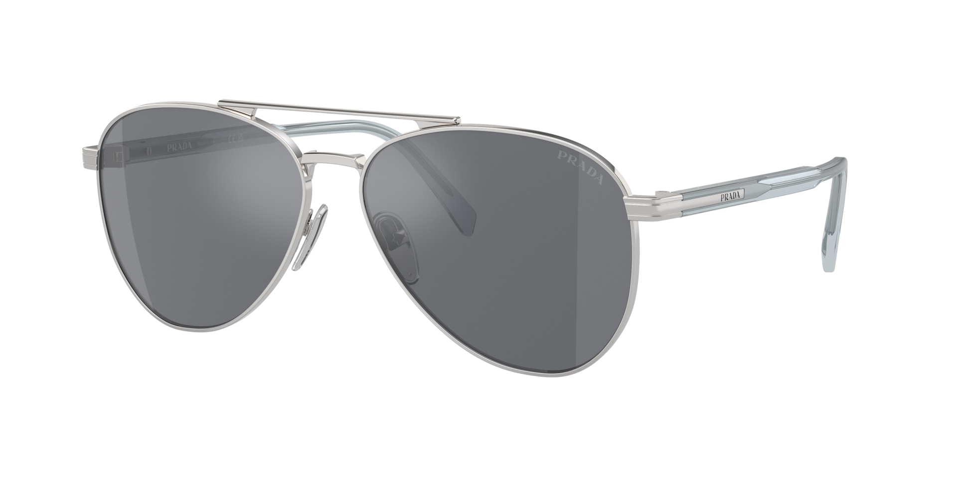 Prada Man Sunglass PR A58S -  Frame color: Silver, Lens color: Dark Grey Flash Silver
