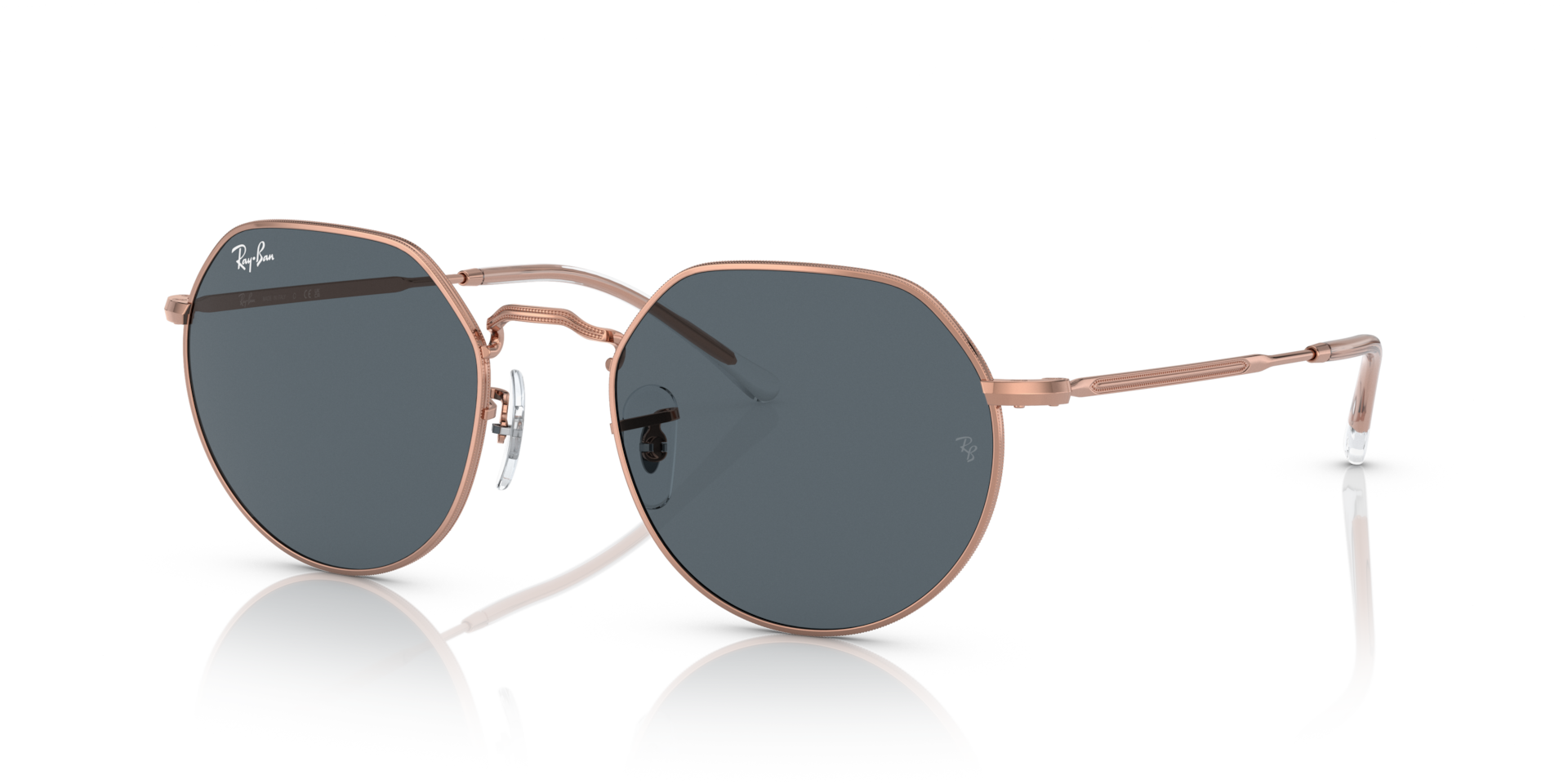 jack　rose Ray-Ban Jack Rose Gold M (51 - 20) com Lentes Azul e Armação Rosa