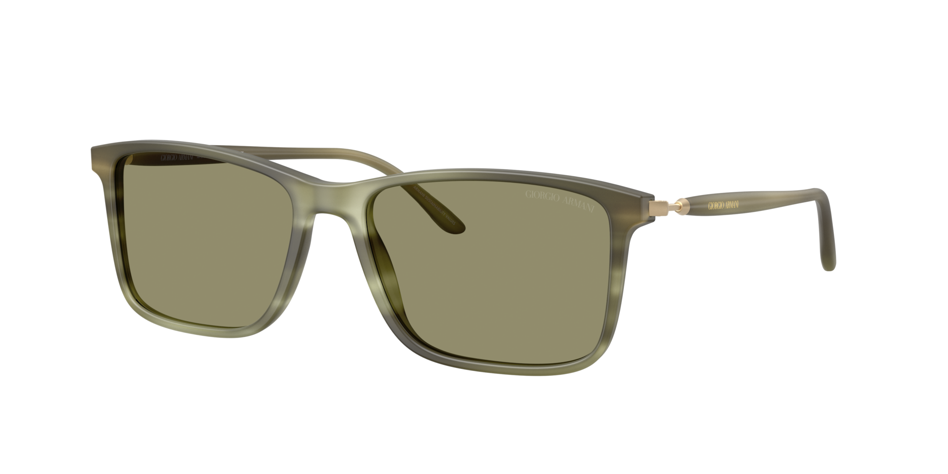 Giorgio Armani Man Sunglass AR8218 -  Frame color: Matte Striped Green, Lens color: Green