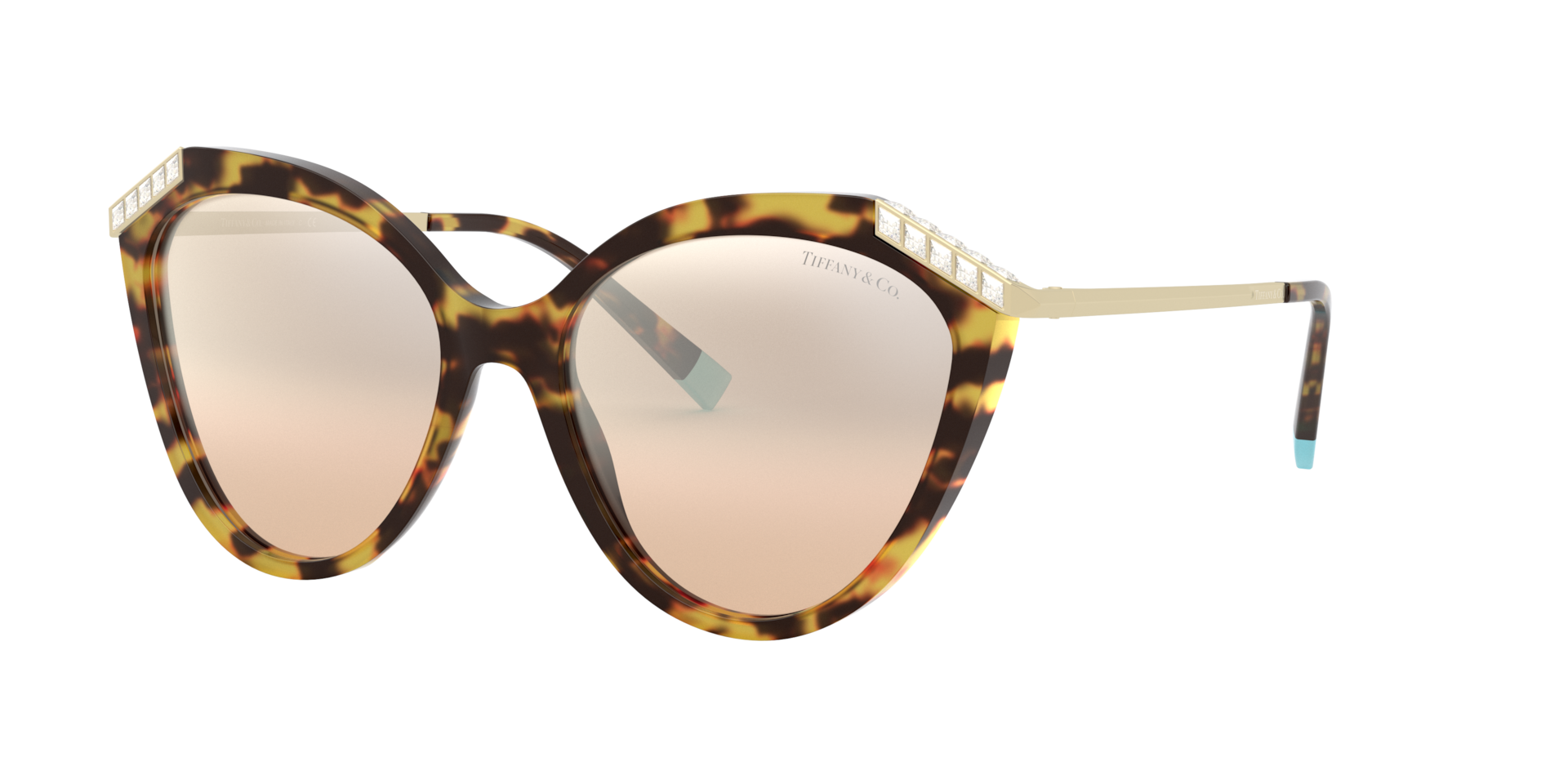 Tiffany Co Femme Sunglass TF4173B - Couleur du Monture Jaune Havana Couleur de Lentille Marron dgrad Argent effet miroir 160 €
