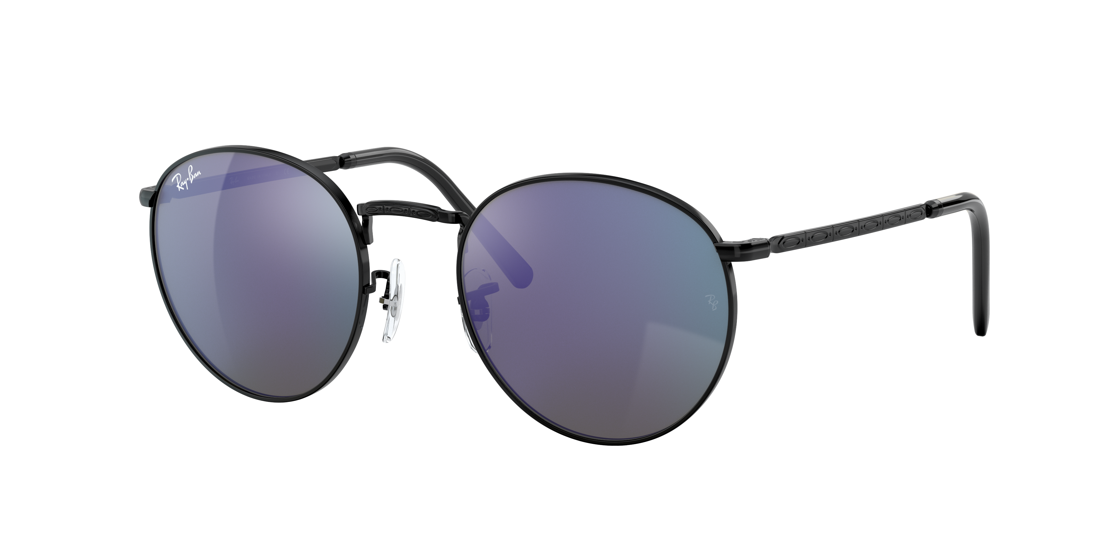 正規品Ray-Ban RB3637 NEWROUND 53 クロマンスレンズ Ray-Ban New Round XS (50 - 21) with Blue lenses and Black frame