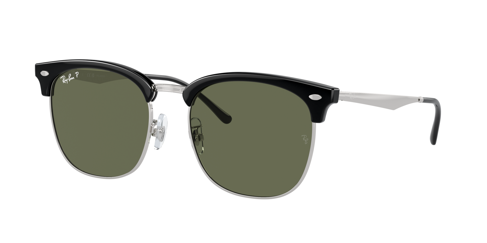 Ray-Ban Unisex Sunglass RB4418D -  Frame color: Black On Silver, Lens color: Dark Green Polarized
