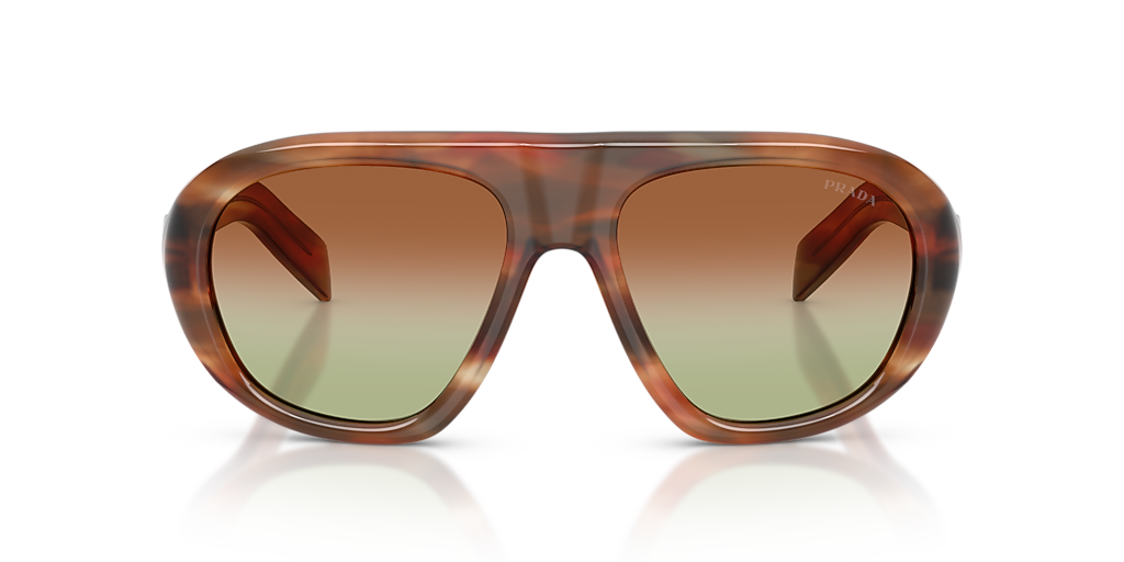 Prada PR C05SF L (56 - 18) with Green lenses and Brown frame