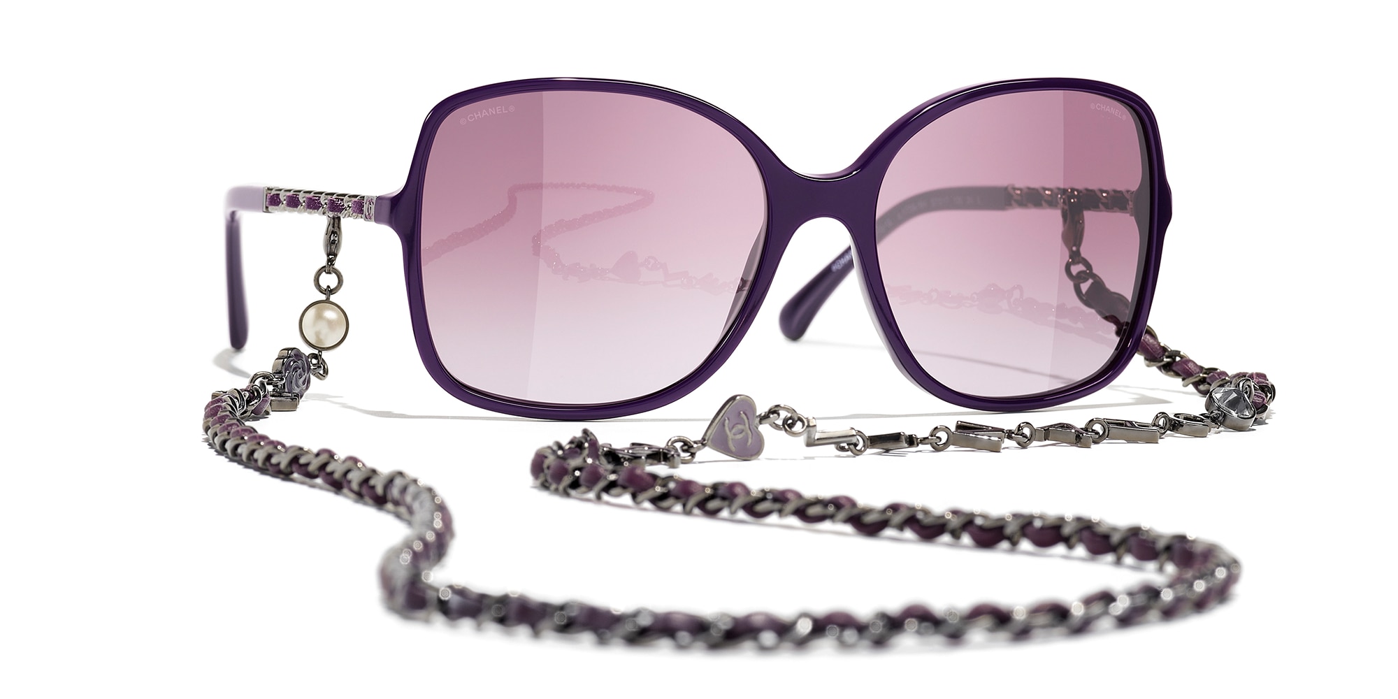 Chanel Woman Sunglass Square Sunglasses CH5210Q -  Frame color: Purple, Lens color: Purple