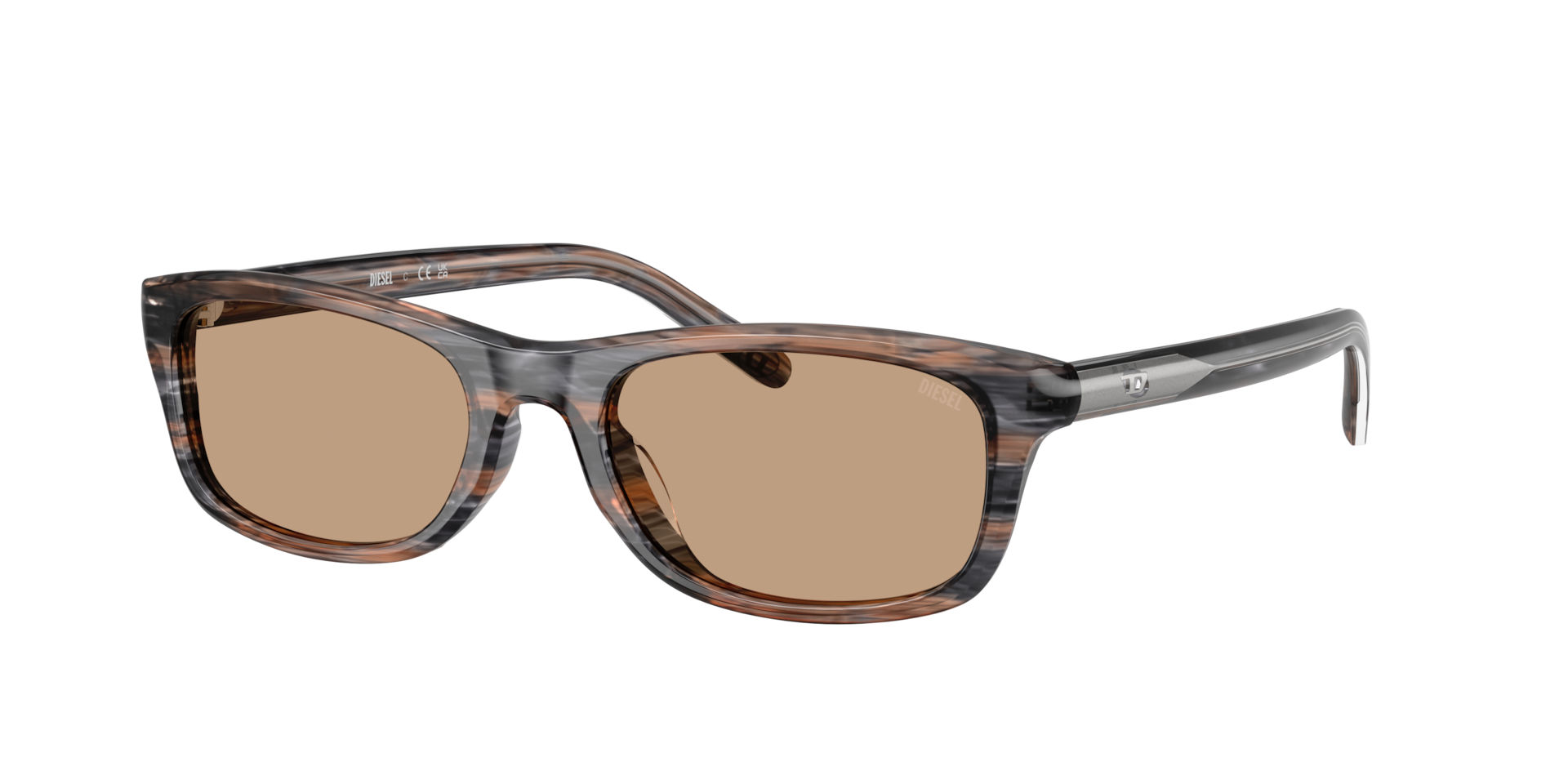 Diesel Unisex Sunglass DL2018U - Frame color: Striated Grey, Lens color: Light Brown