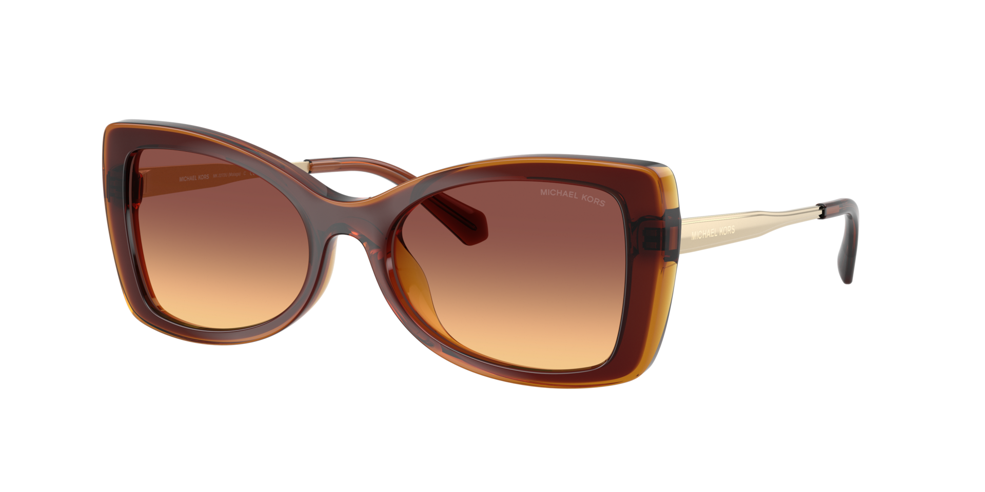 Michael Kors Femme Sunglass Malaga - Couleur du Monture: Marron foncé, Couleur de Lentille: Dégradé marron