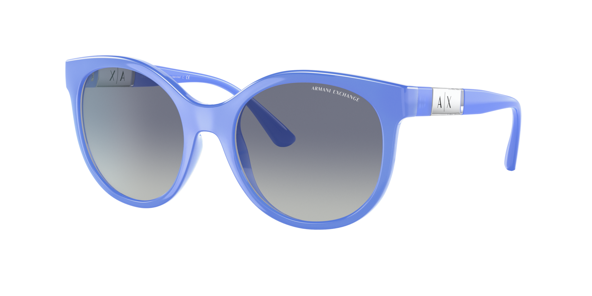 Armani Exchange Femme Sunglass AX4120S - Couleur du Monture: Bleu clair opaline brillant, Couleur de Lentille: Bleu dégradé