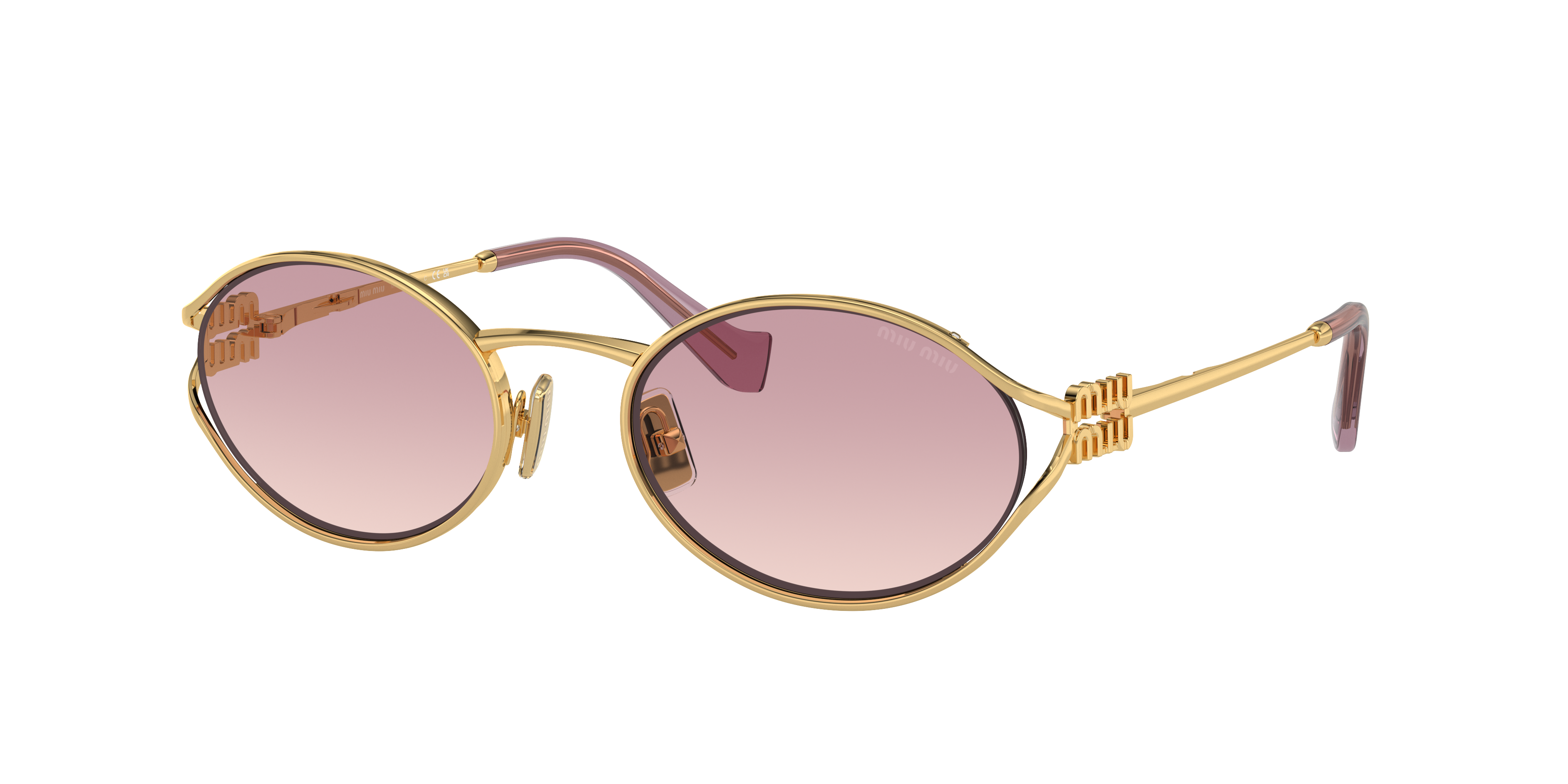 Miu Miu MU 52YS L (54 - 21) com Lentes Marrom e Armação Ouro