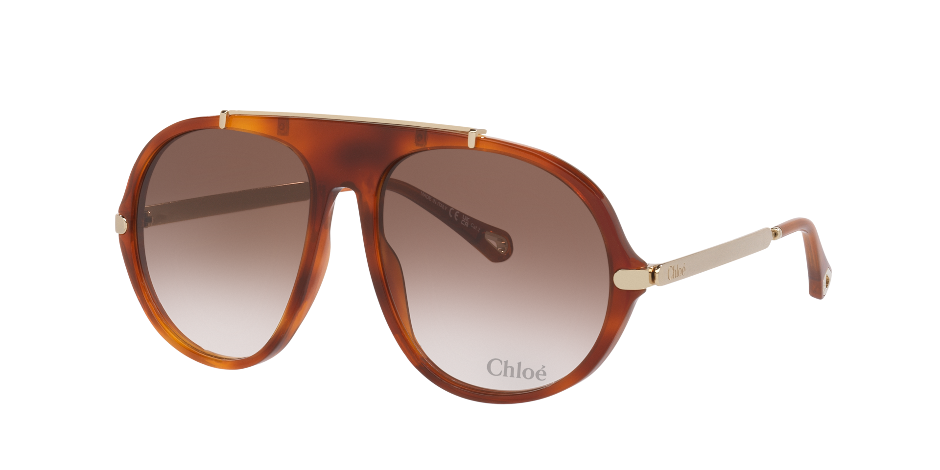 Chloé Femme Sunglass Ch0357S - Couleur du Monture: Écaille, Couleur de Lentille: Dégradé marron