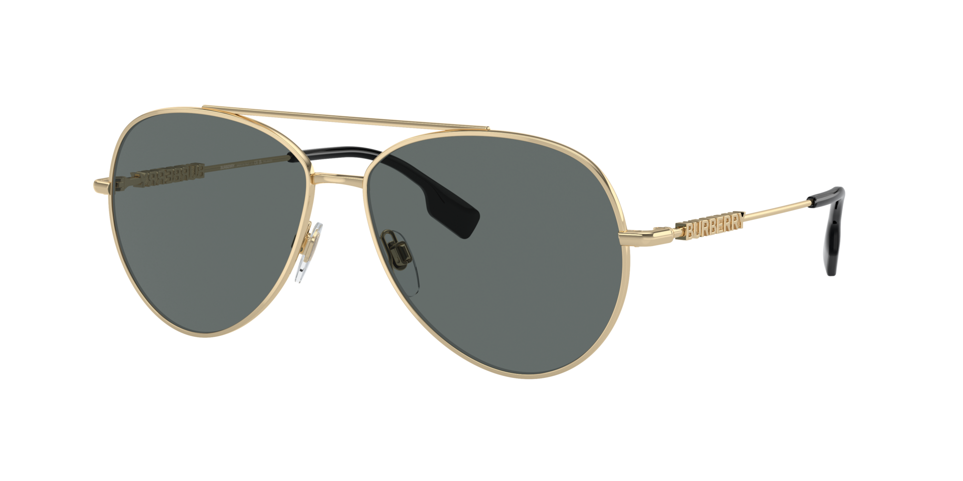 Burberry Femme Sunglass BE3147 - Couleur du Monture: Doré clair, Couleur de Lentille: Gris foncé Polarisé