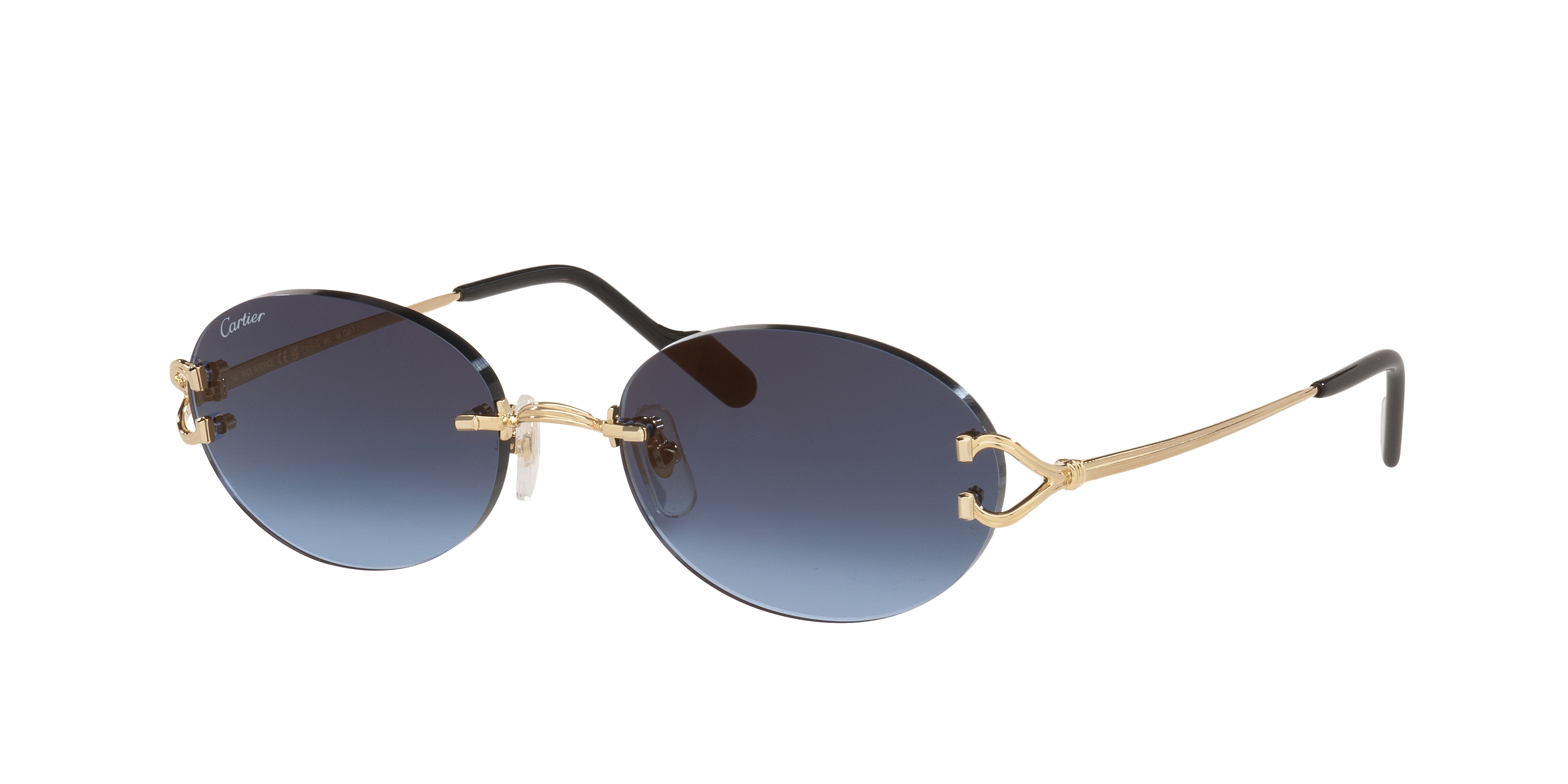 Cartier Unisex Sunglass CT0551S -  Frame color: Gold, Lens color: Blue