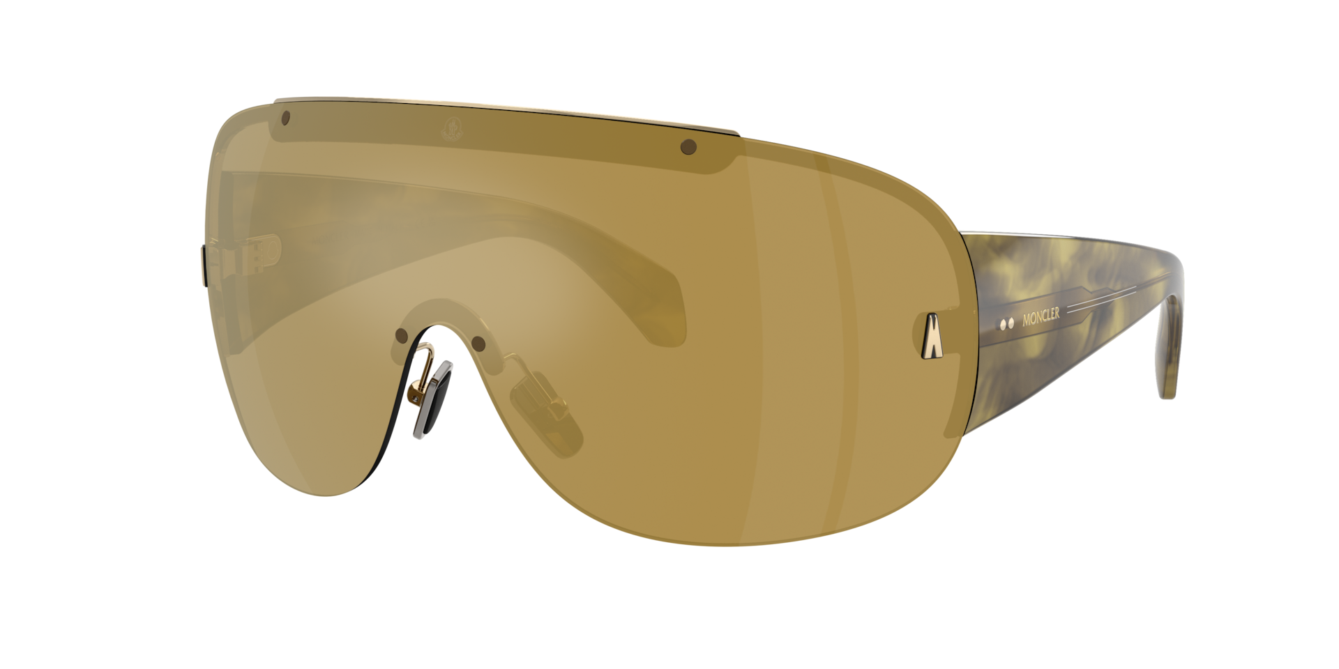 Moncler Unisex Sunglass ME4012 Rizon -  Frame color: Shiny Pale Gold, Lens color: Brown Solid