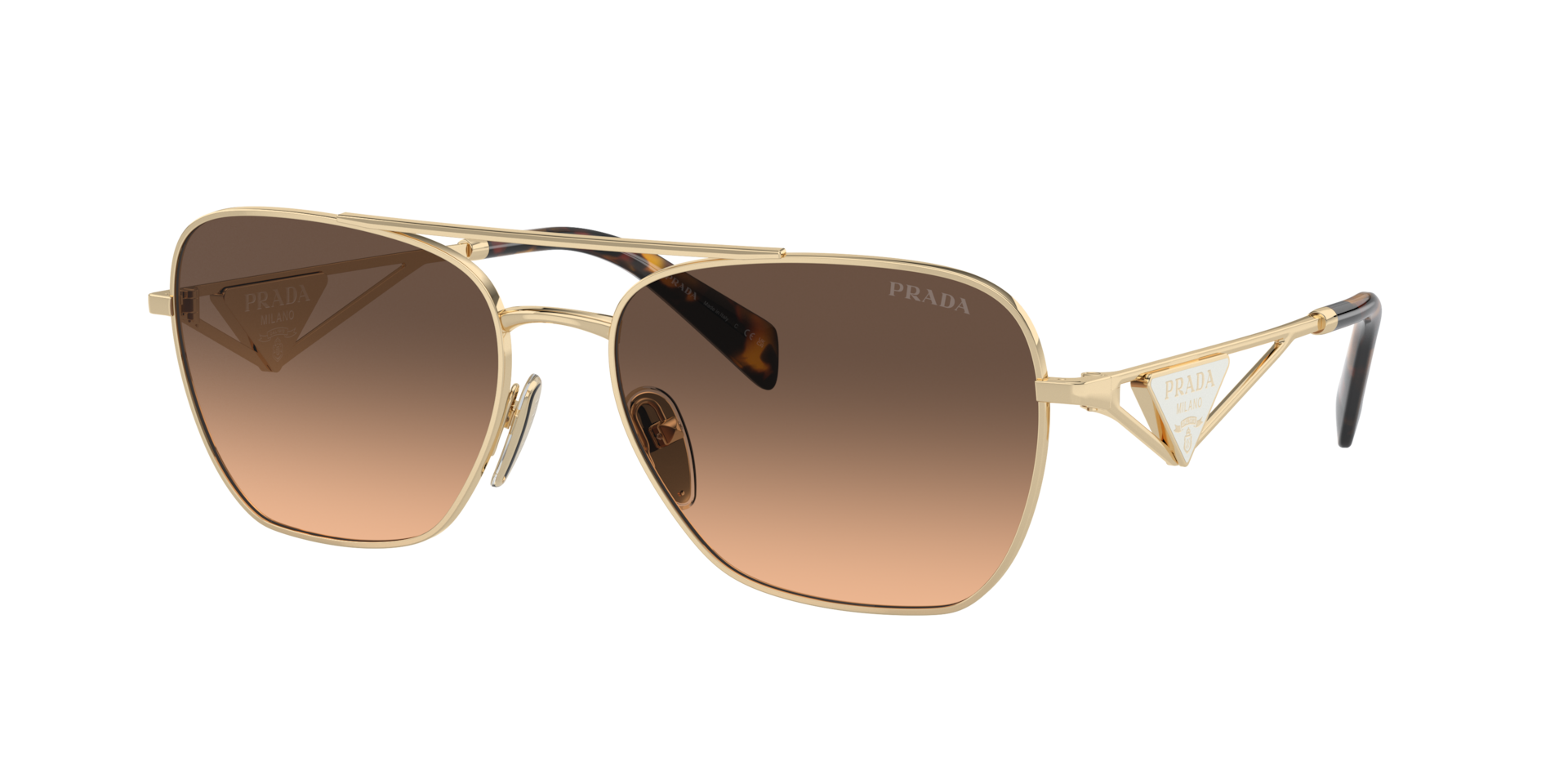 Prada PR A50S XXL (59 - 17) with Brown lenses and Gold frame