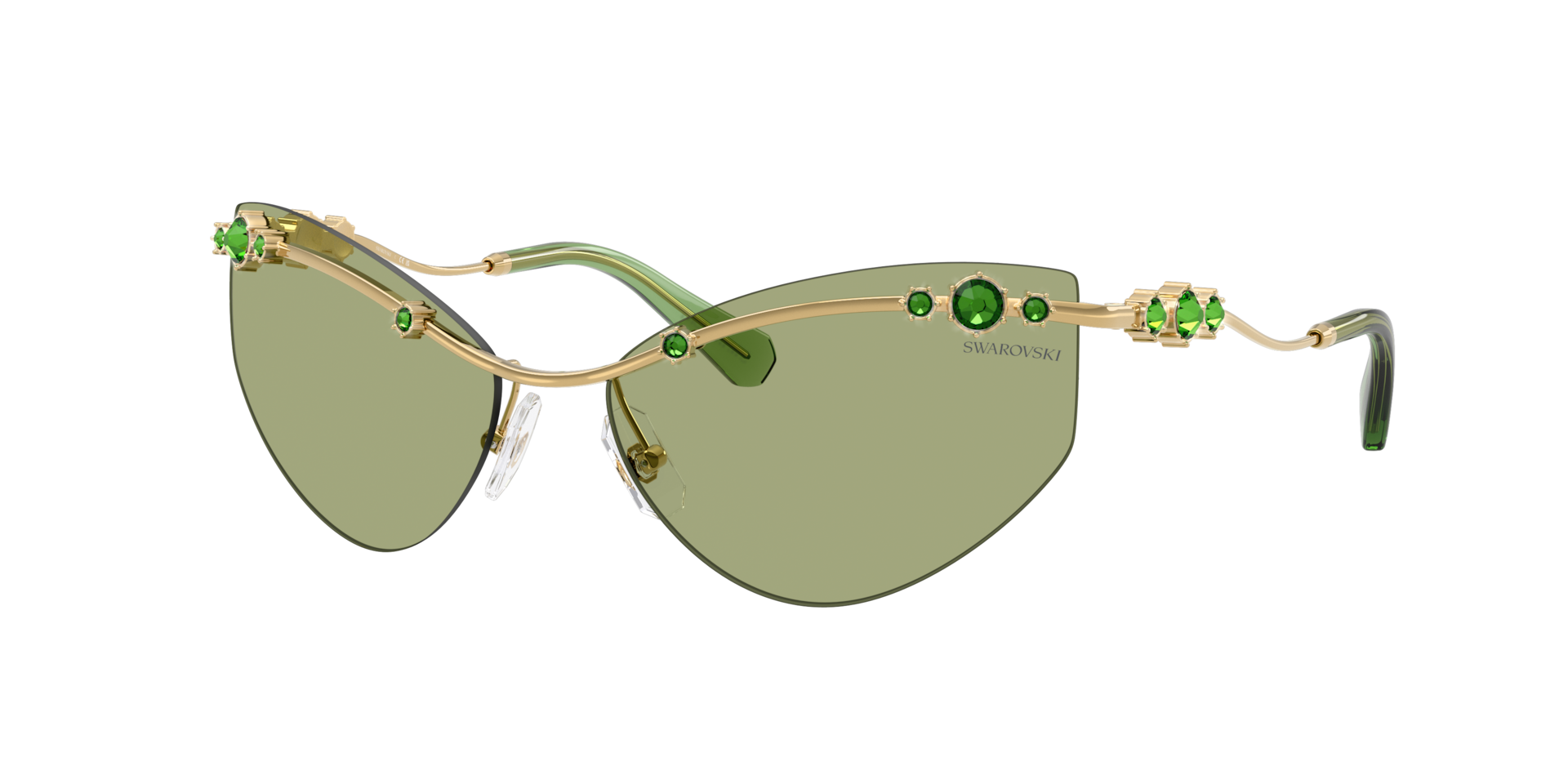 Swarovski Green Woman Sk7039 404382 Sunglasses Metal Gold Geometric Normal - Image 2