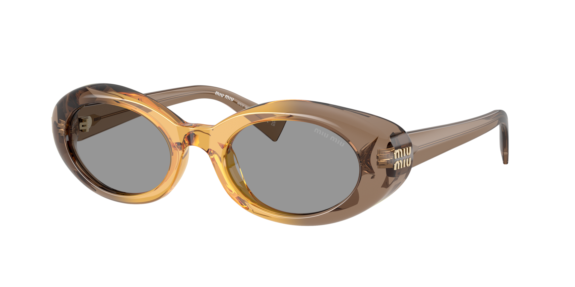 Miu Miu Beige/Grey Mu B09s 24M50q Woman Sunglasses Acetate Round Normal - Image 3