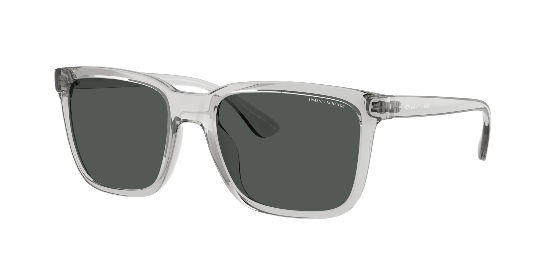 Armani Exchange Man Sunglass AX4112SU -  Frame color: Shiny Transparent Grey, Lens color: Dark Grey