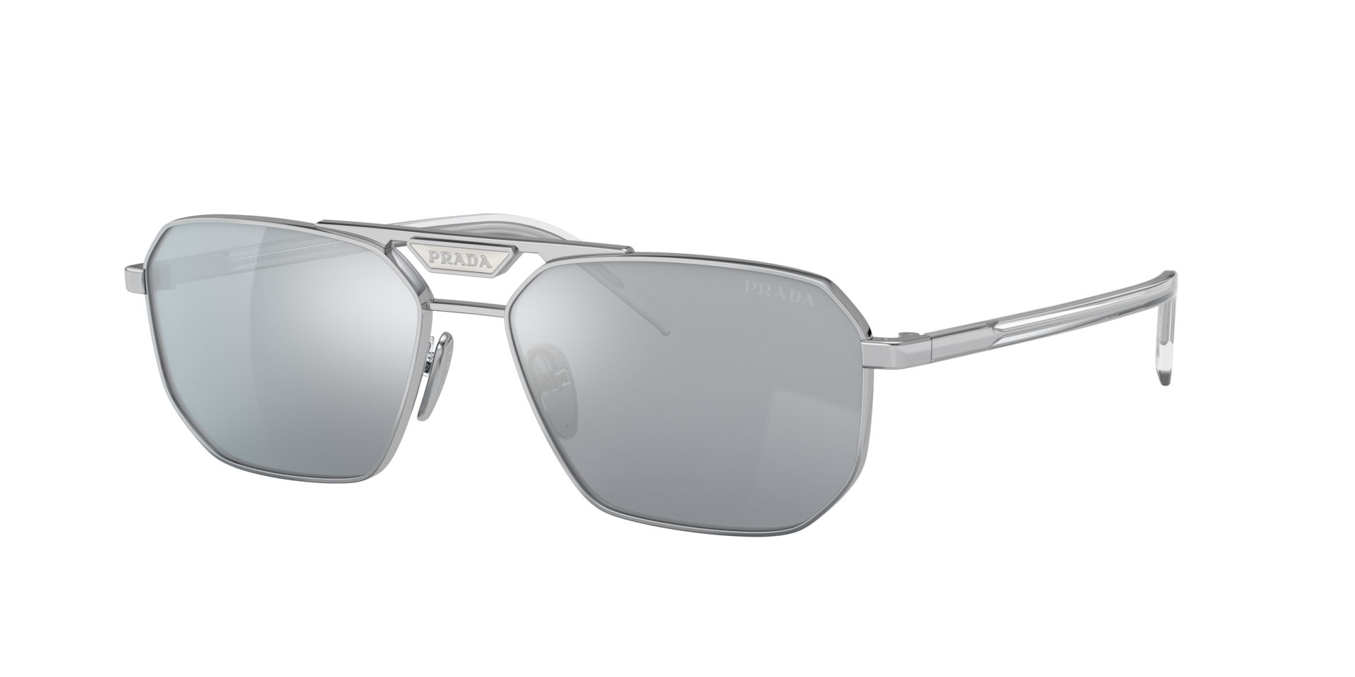 Prada Man Sunglass PR 58YS -  Frame color: Silver, Lens color: Blue Mirror Silver 80