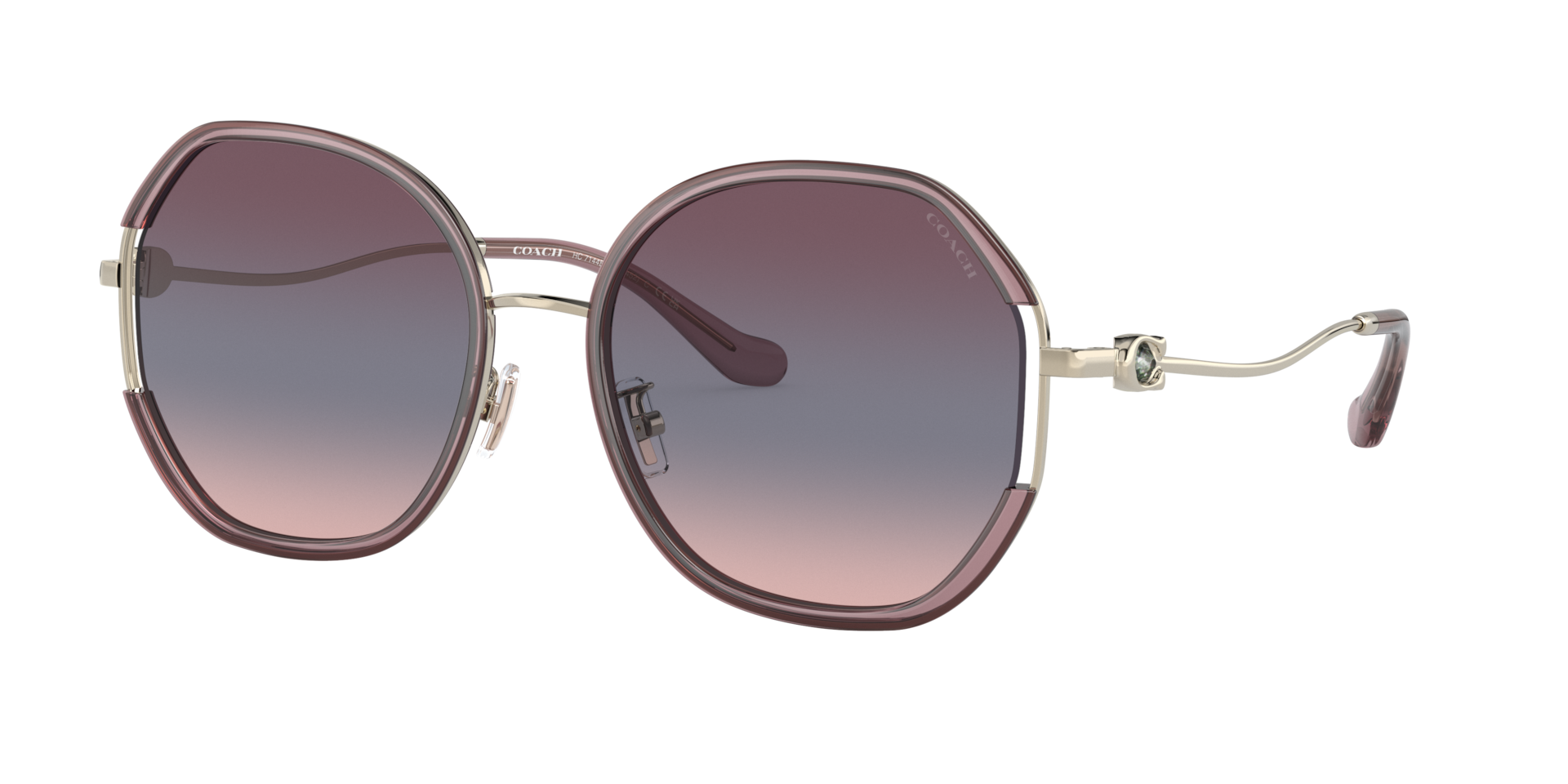 Coach Femme Sunglass CD452 - Couleur du Monture Light Gold Purple Couleur de Lentille Violet bleu rose dgrad 69 €