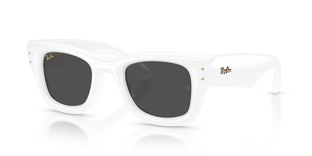Ray-Ban サングラス ホワイト Ray-Ban Wayfarer Puffer M (47 - 23) with Black lenses and White