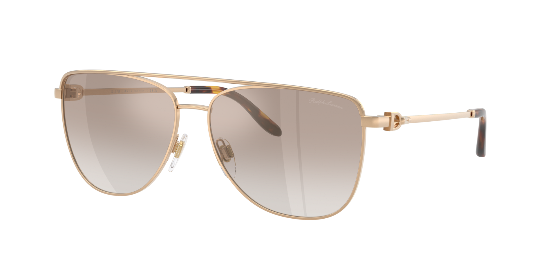 Ralph Lauren Femme Sunglass RL7096 - Couleur du Monture: Or antique semi-brillant, Couleur de Lentille: Effet miroir dégradé Marron et Doré
