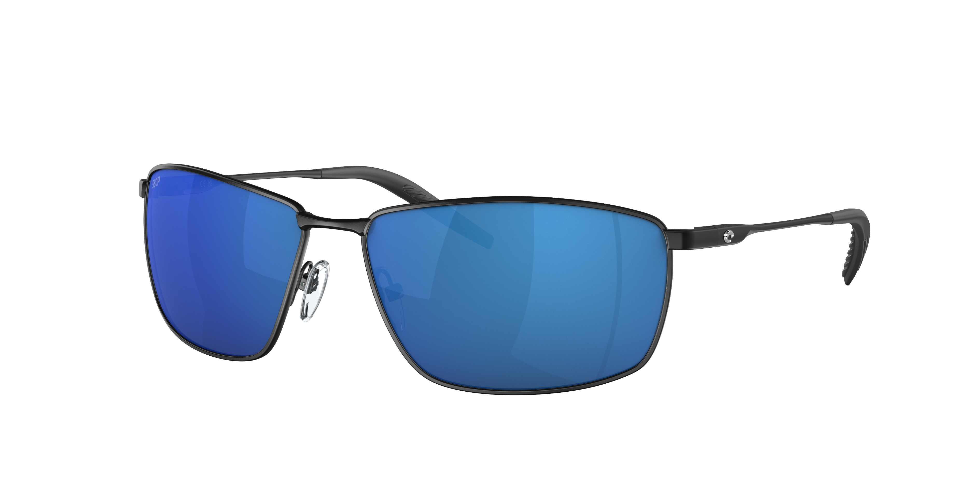 Costa Man Sunglass Turret -  Frame color: Matte Black, Lens color: Blue Mirror