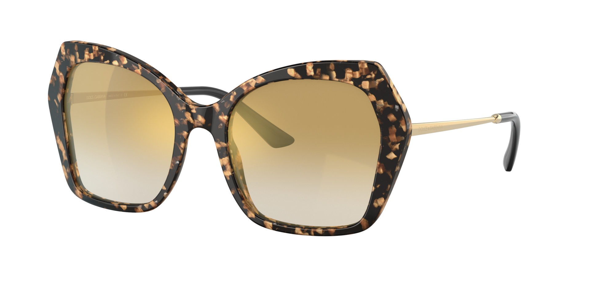Dolce&Gabbana Frau Sunglass DG4399 - Rahmenfarbe: Cube Schwarz/Gold, Linsenfarbe: Hellbraun Gold verspiegelt