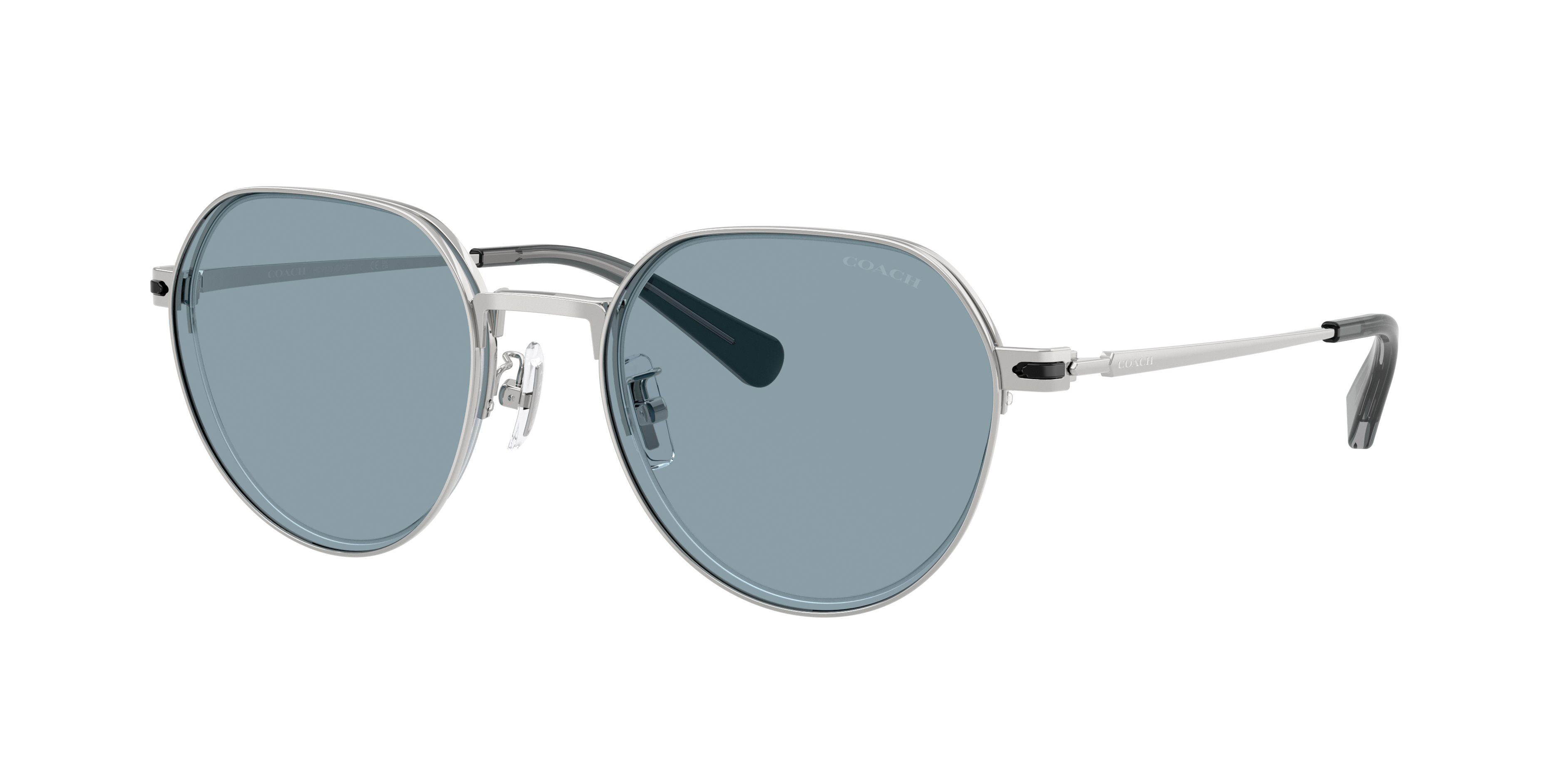 Coach Man Sunglass HC7179 CAE81 -  Frame color: Shiny Silver, Lens color: Grey Solid